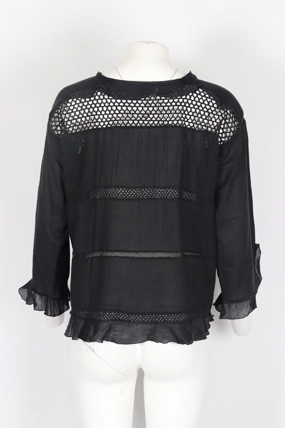 ISABEL MARANT ÉTOILE RUFFLED SILK AND COTTON BLEND TOP FR 34 UK 6 - Image 4