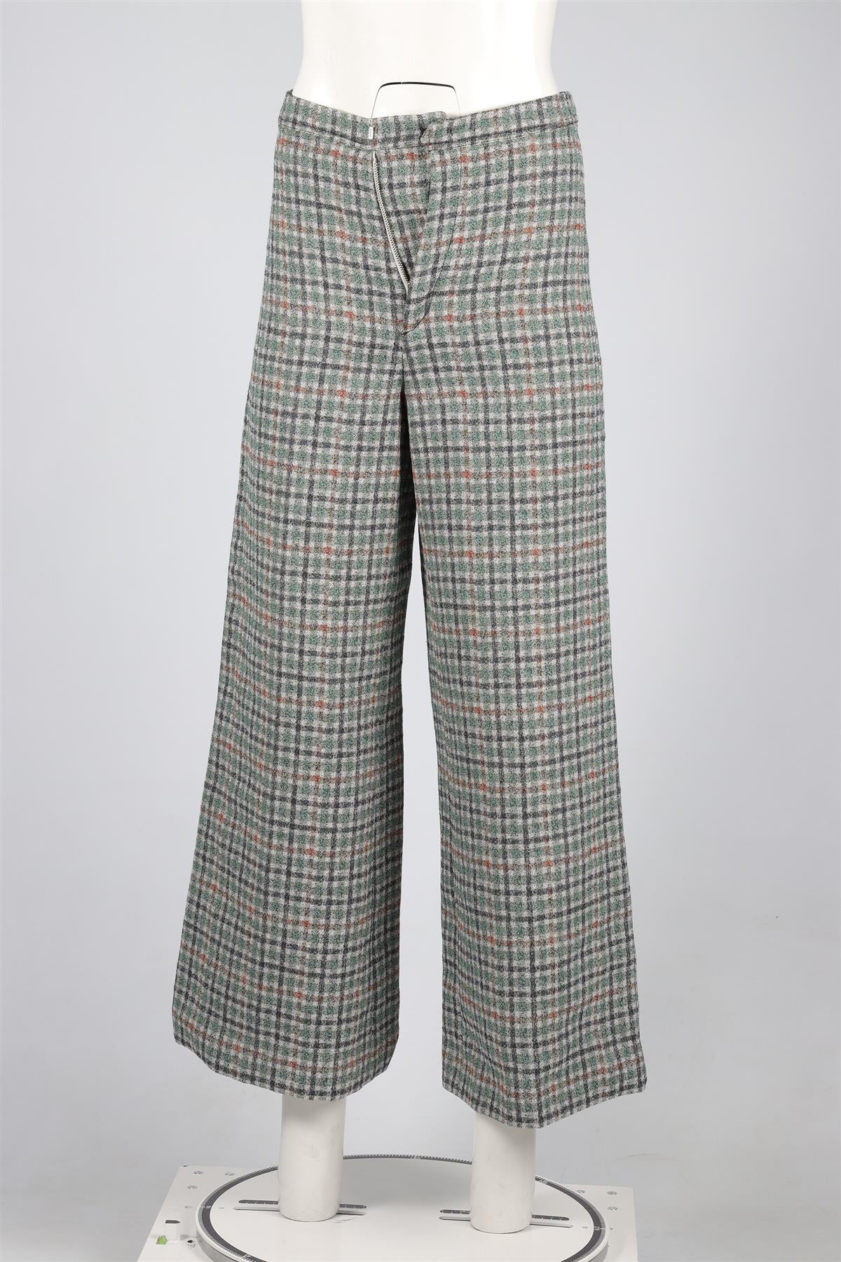 ISABEL MARANT GREEN COTTON WIDE LEG PANTS FR 36 UK 8 - Image 2