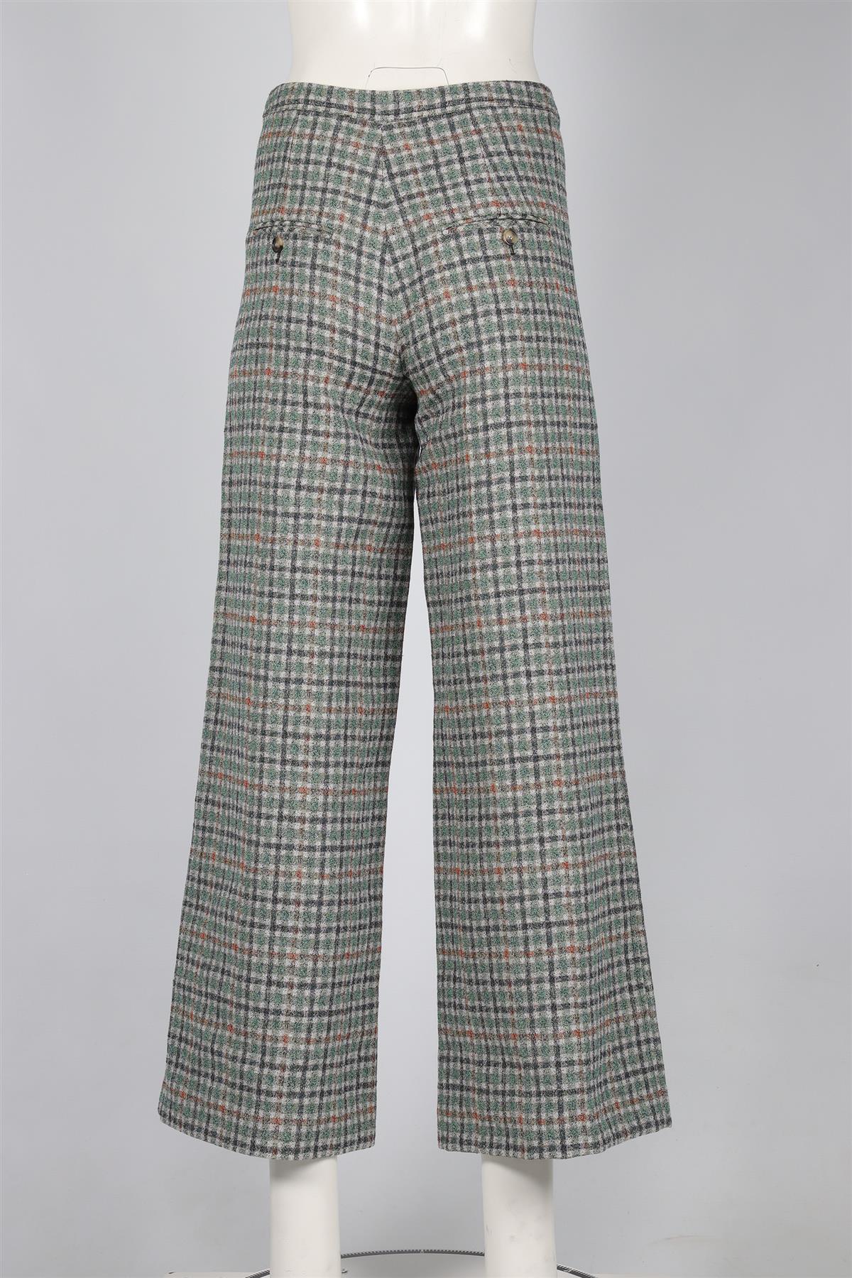 ISABEL MARANT GREEN COTTON WIDE LEG PANTS FR 36 UK 8 - Image 4