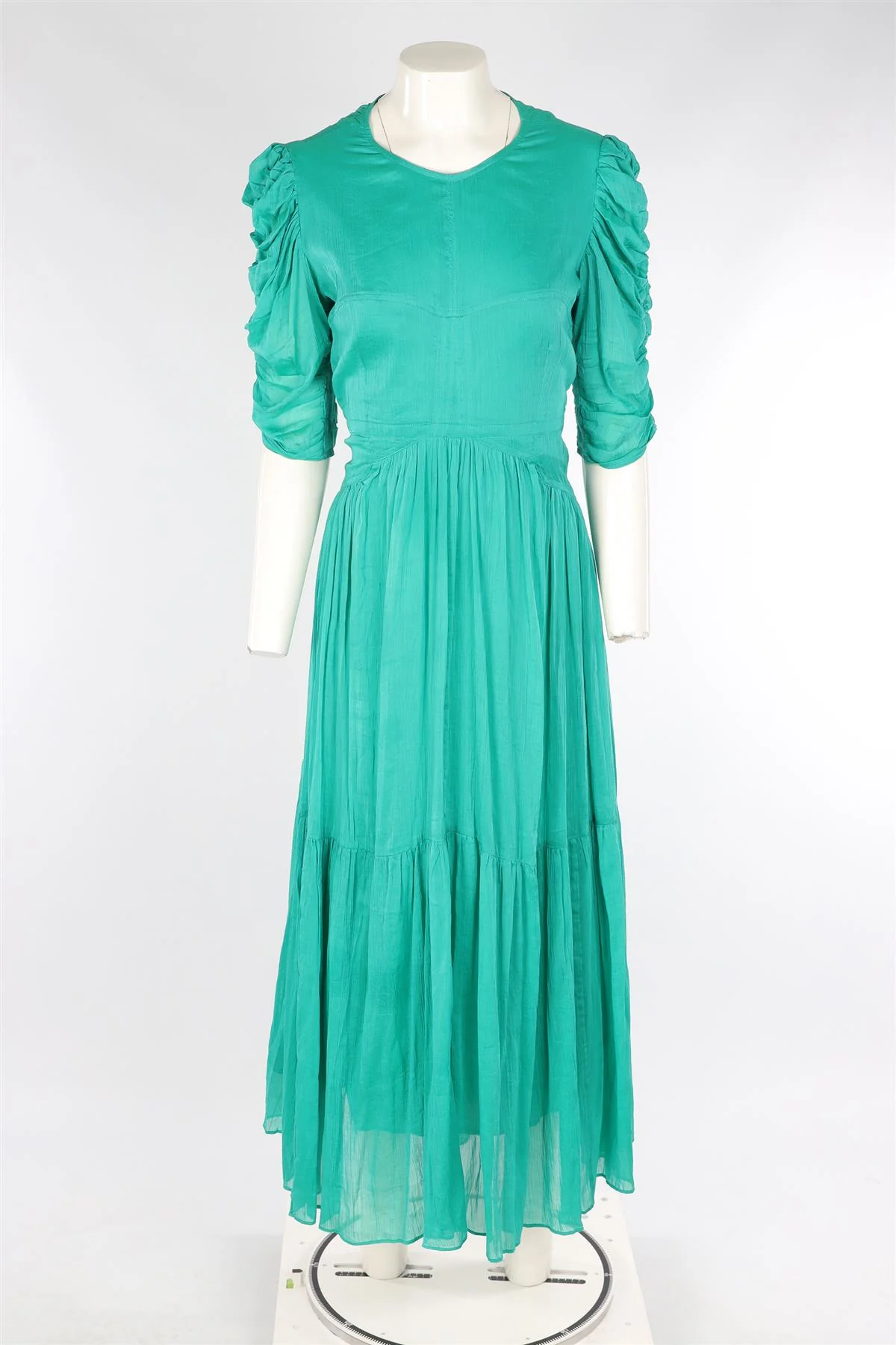 ISABEL MARANT GREEN SILK MAXI DRESS FR 44 UK 16 - Image 2
