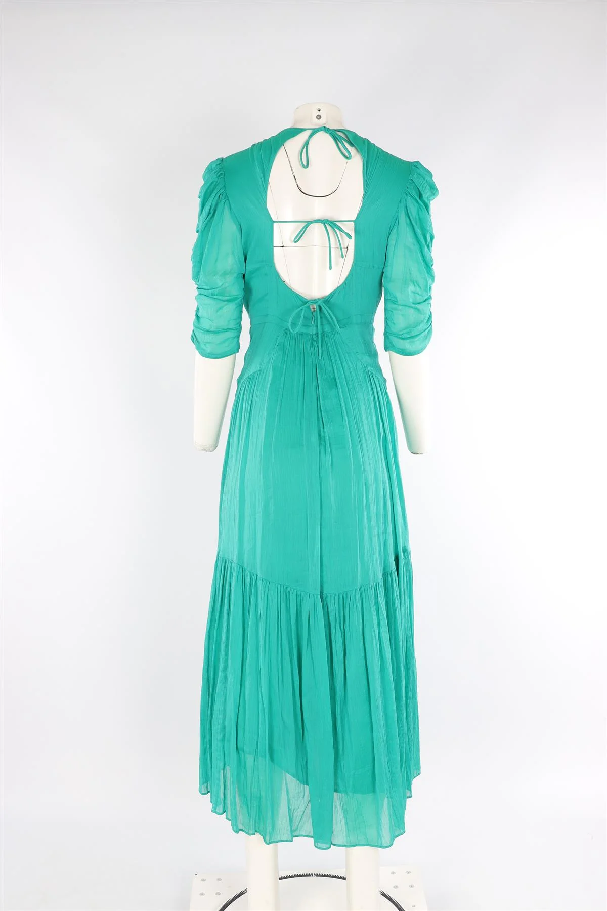 ISABEL MARANT GREEN SILK MAXI DRESS FR 44 UK 16 - Image 4