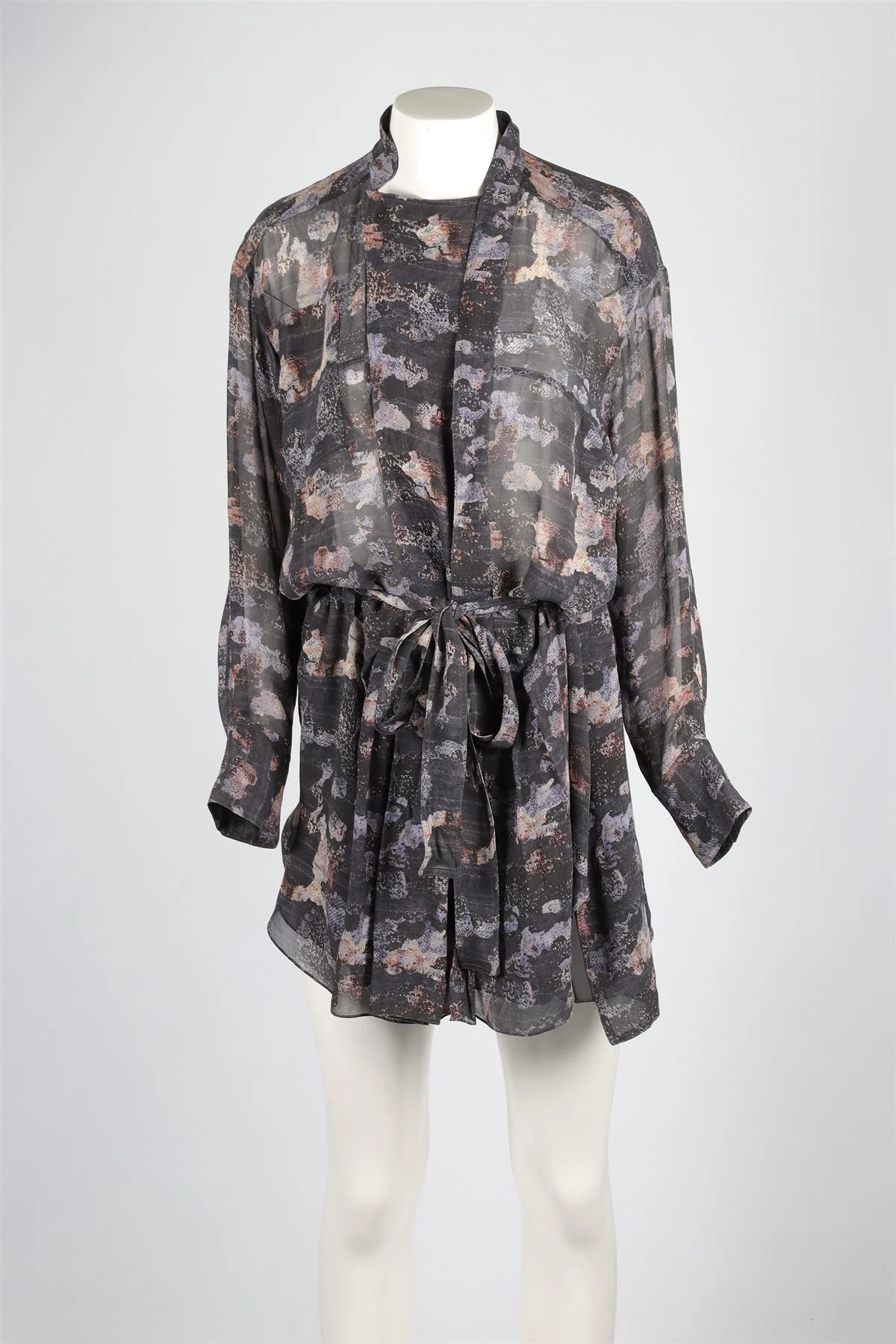 ISABEL MARANT GREY SILK MINI DRESS FR 36 UK 8 - Image 2