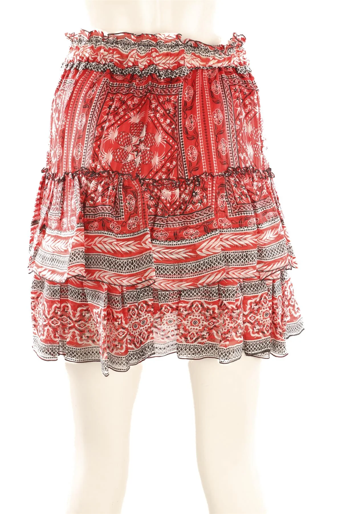 ISABEL MARANT RED SILK MINI SKIRT FR 38 UK 10 - Image 4