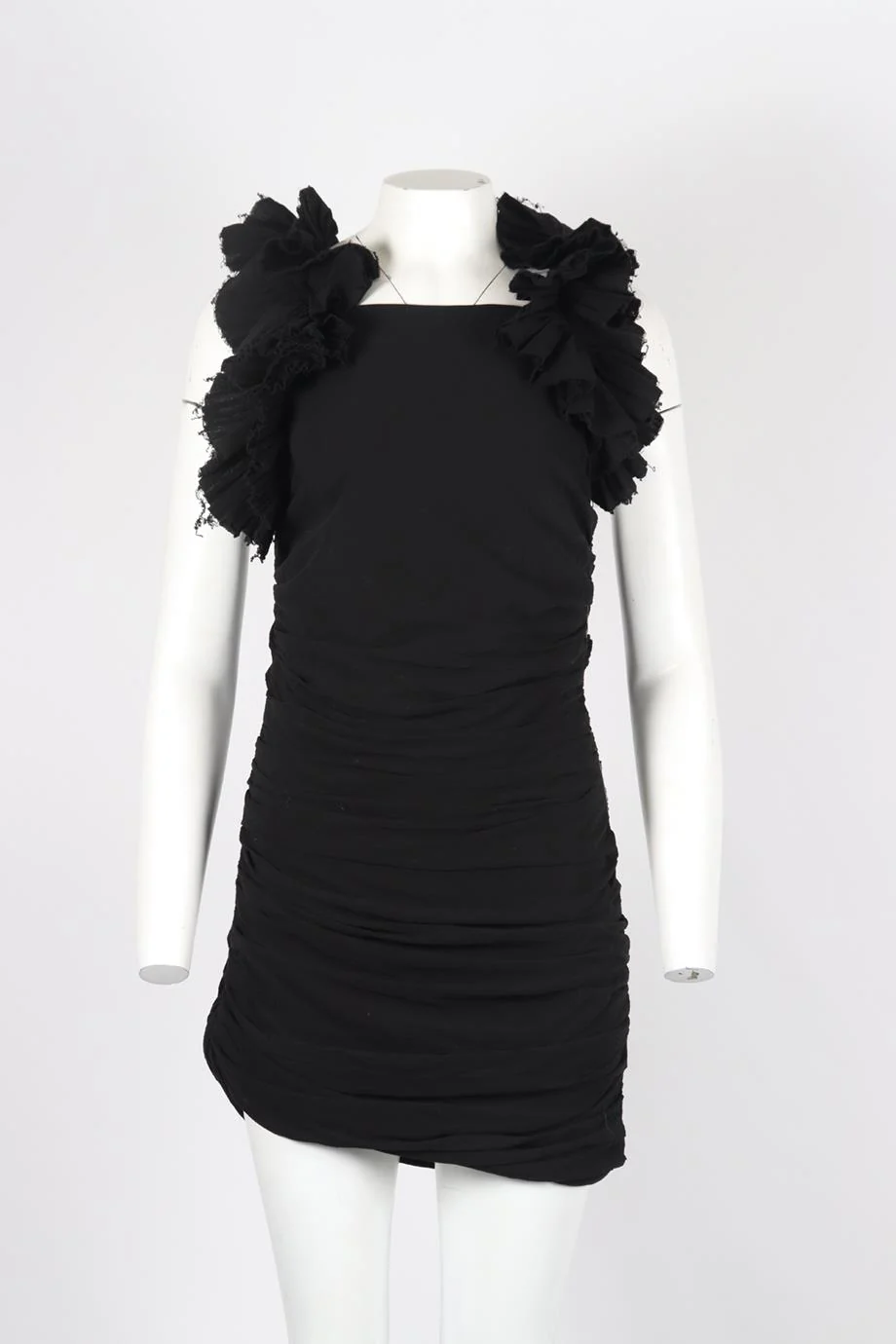 ISABEL MARANT RUCHED COTTON MINI DRESS FR 40 UK 12 - Image 2
