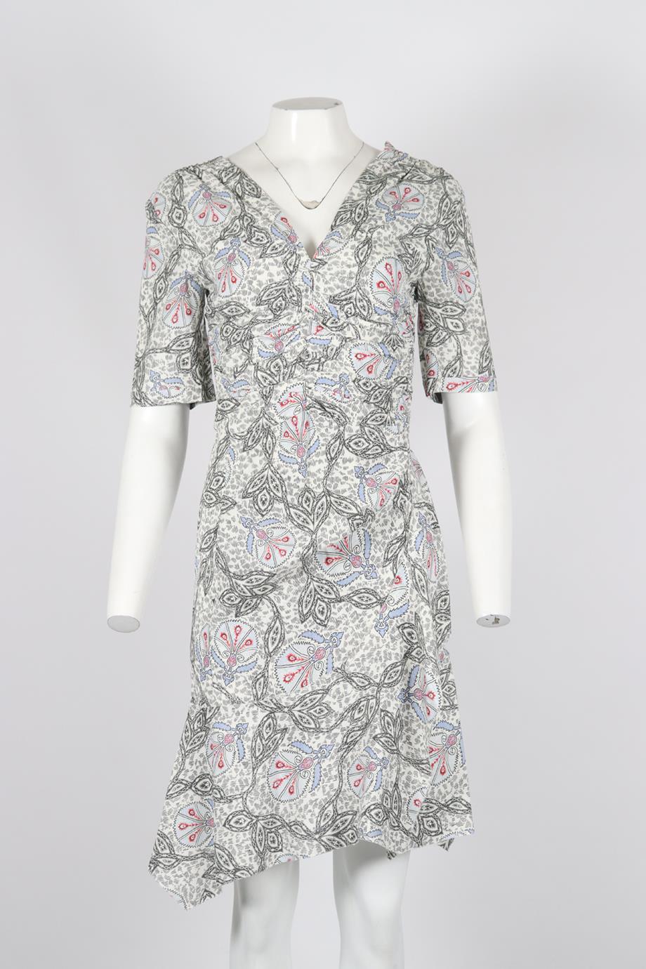 ISABEL MARANT RUFFLED PRINTED CREPE MINI DRESS FR 36 UK 8 - Image 2