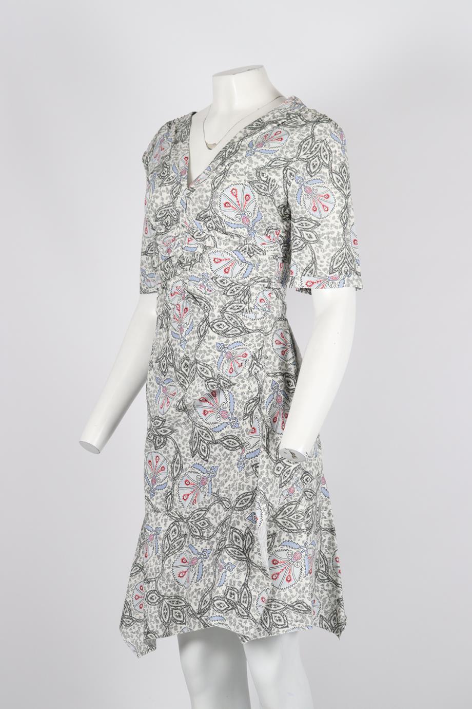 ISABEL MARANT RUFFLED PRINTED CREPE MINI DRESS FR 36 UK 8 - Image 3