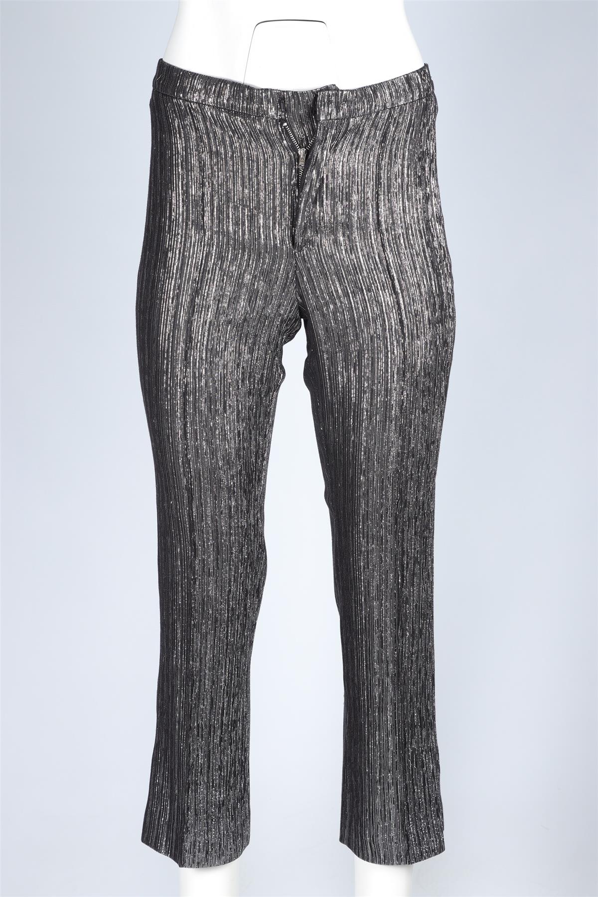 ISABEL MARANT SILVER LUREX STRAIGHT LEG PANTS FR 38 UK 10 - Image 2