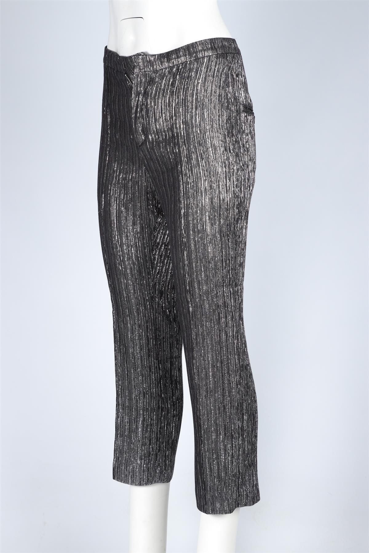 ISABEL MARANT SILVER LUREX STRAIGHT LEG PANTS FR 38 UK 10 - Image 3