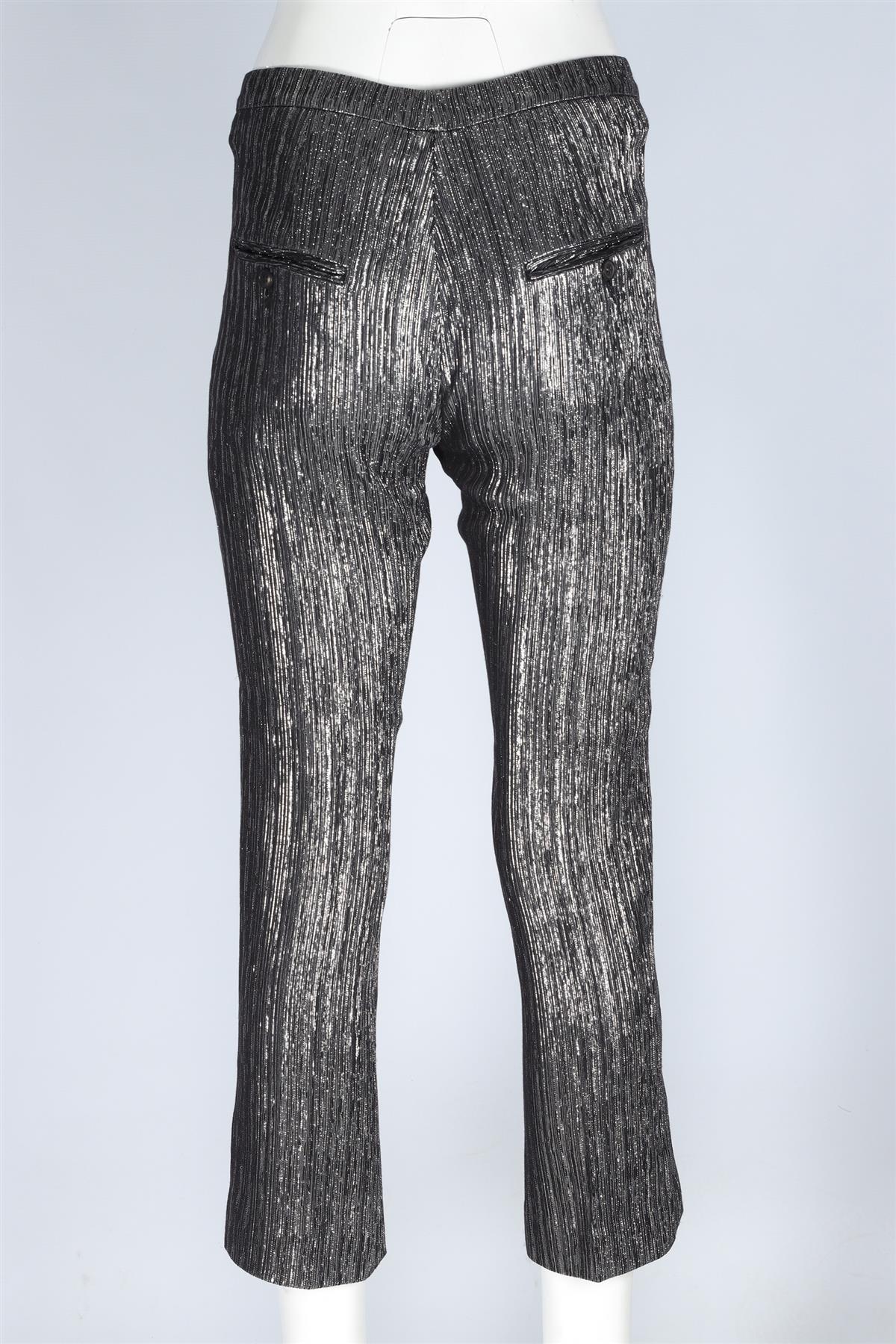 ISABEL MARANT SILVER LUREX STRAIGHT LEG PANTS FR 38 UK 10 - Image 4