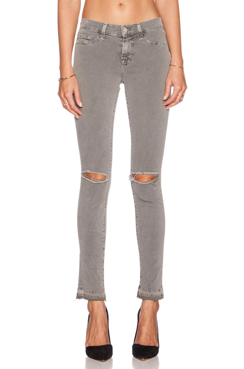 J BRAND SILVER FOX GREY RIPPED JEANS W25 UK 6/8 - Image 11