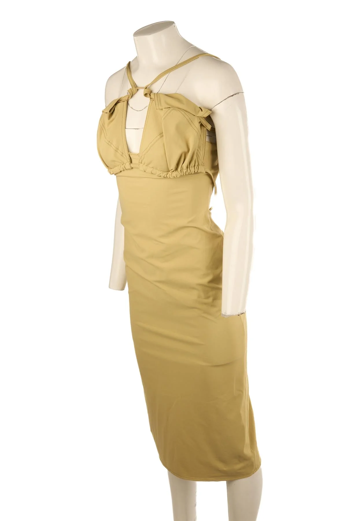 JACQUEMUS GREEN COTTON MIDI DRESS FR 34 UK 6 - Image 3