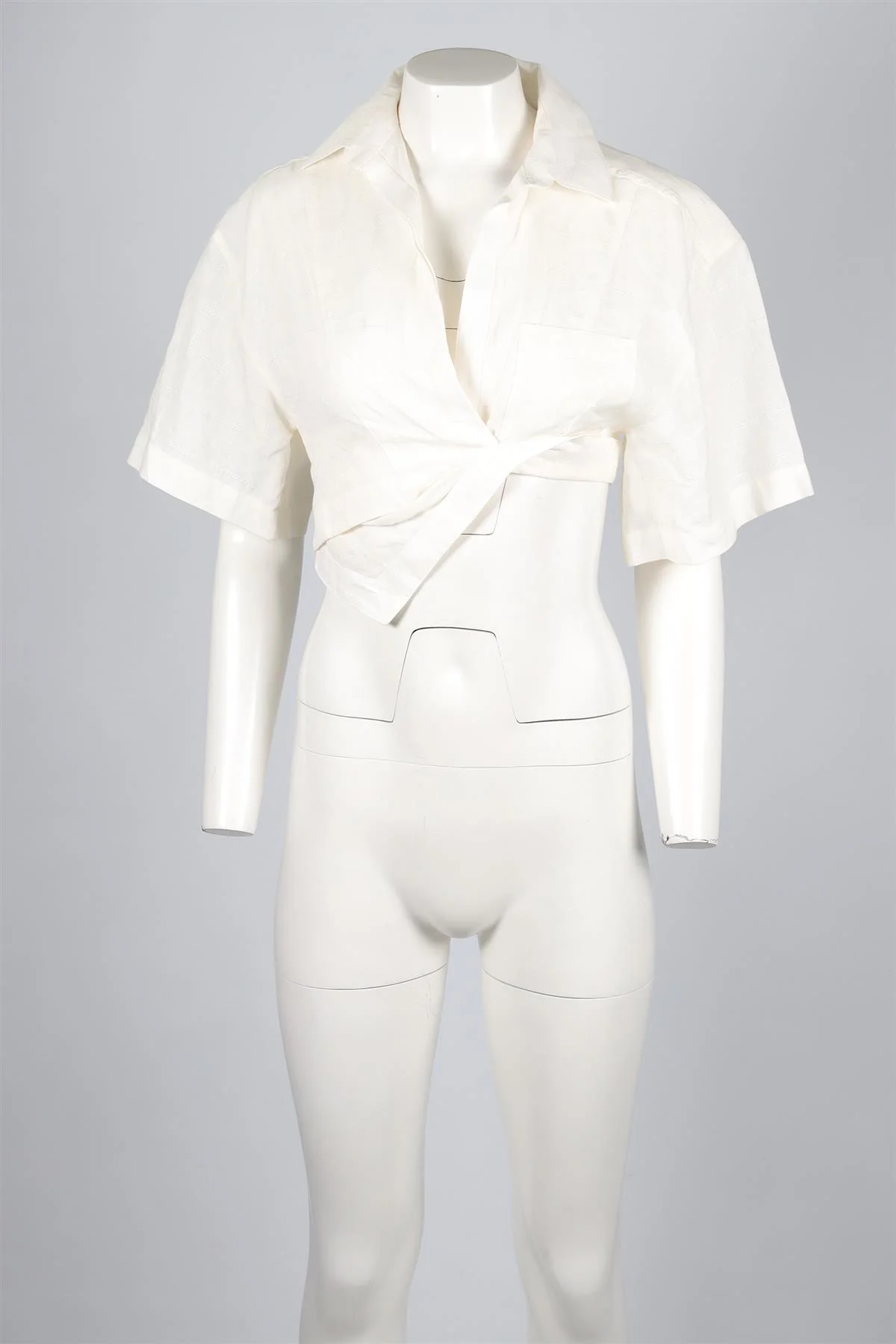 JACQUEMUS WHITE CROPPED LINE TOP FR 36 UK 8 - Image 2