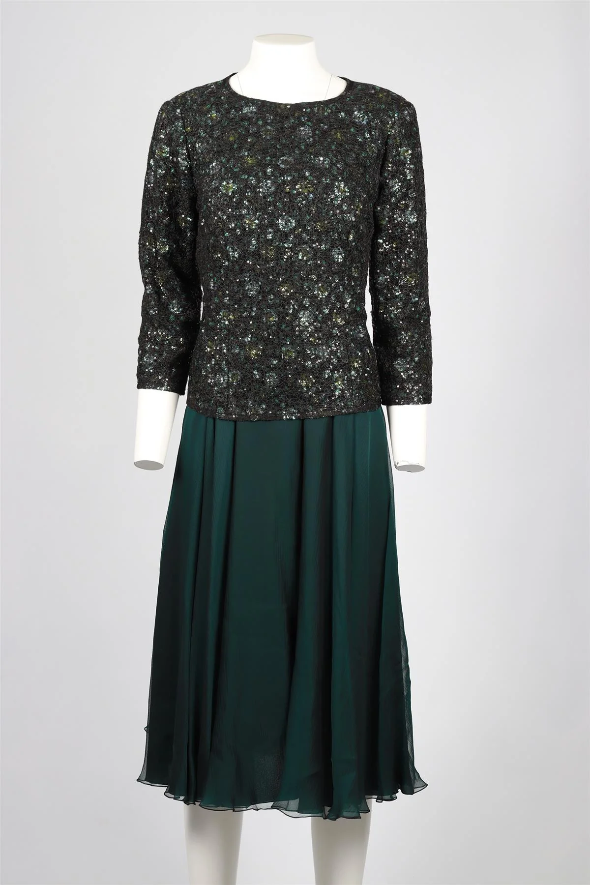 JACQUES AZAGURY GREEN CRYSTAL AND SILK MIDI DRESS UK 12 - Image 2