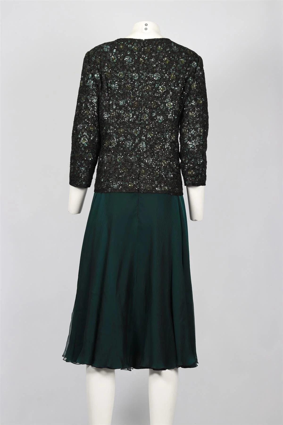 JACQUES AZAGURY GREEN CRYSTAL AND SILK MIDI DRESS UK 12 - Image 4