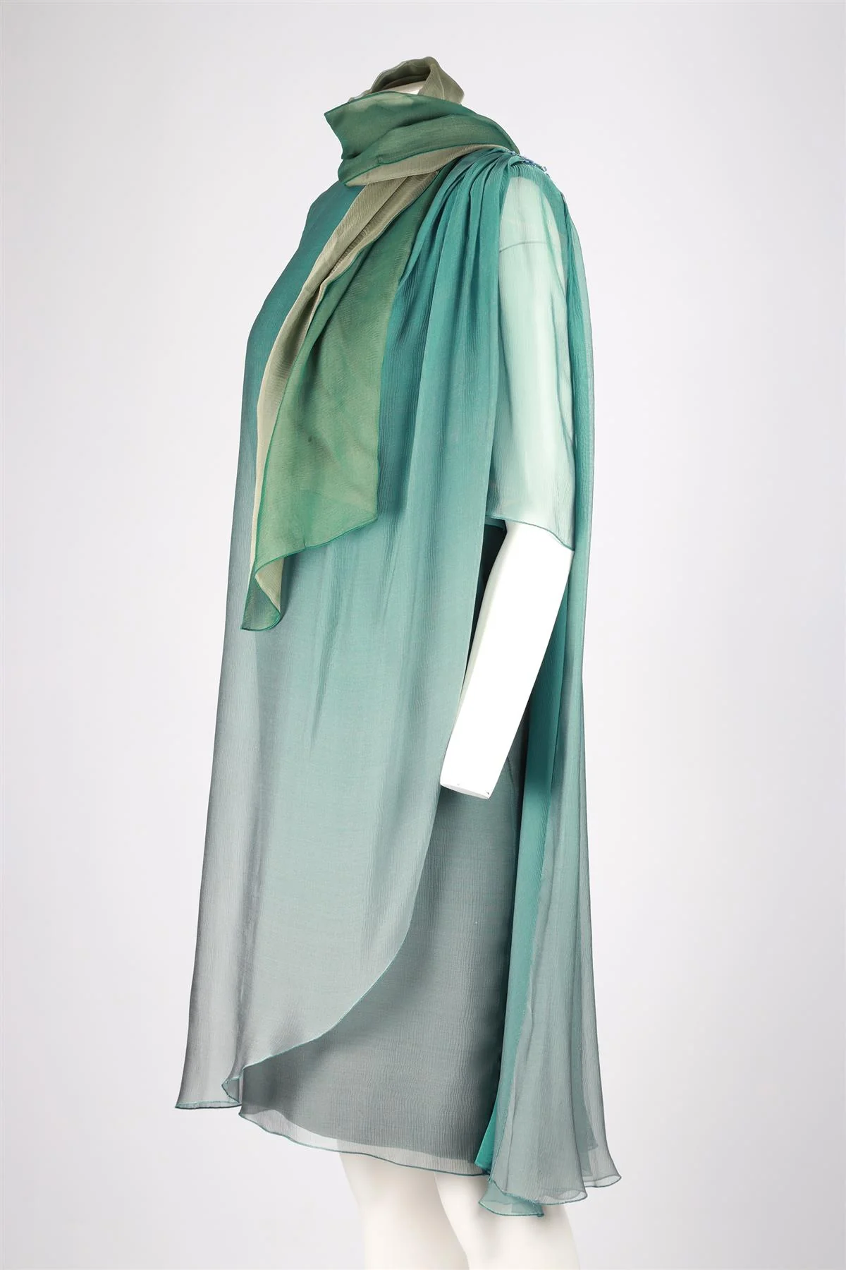 JACQUES AZAGURY GREEN SILK MIDI DRESS - Image 3