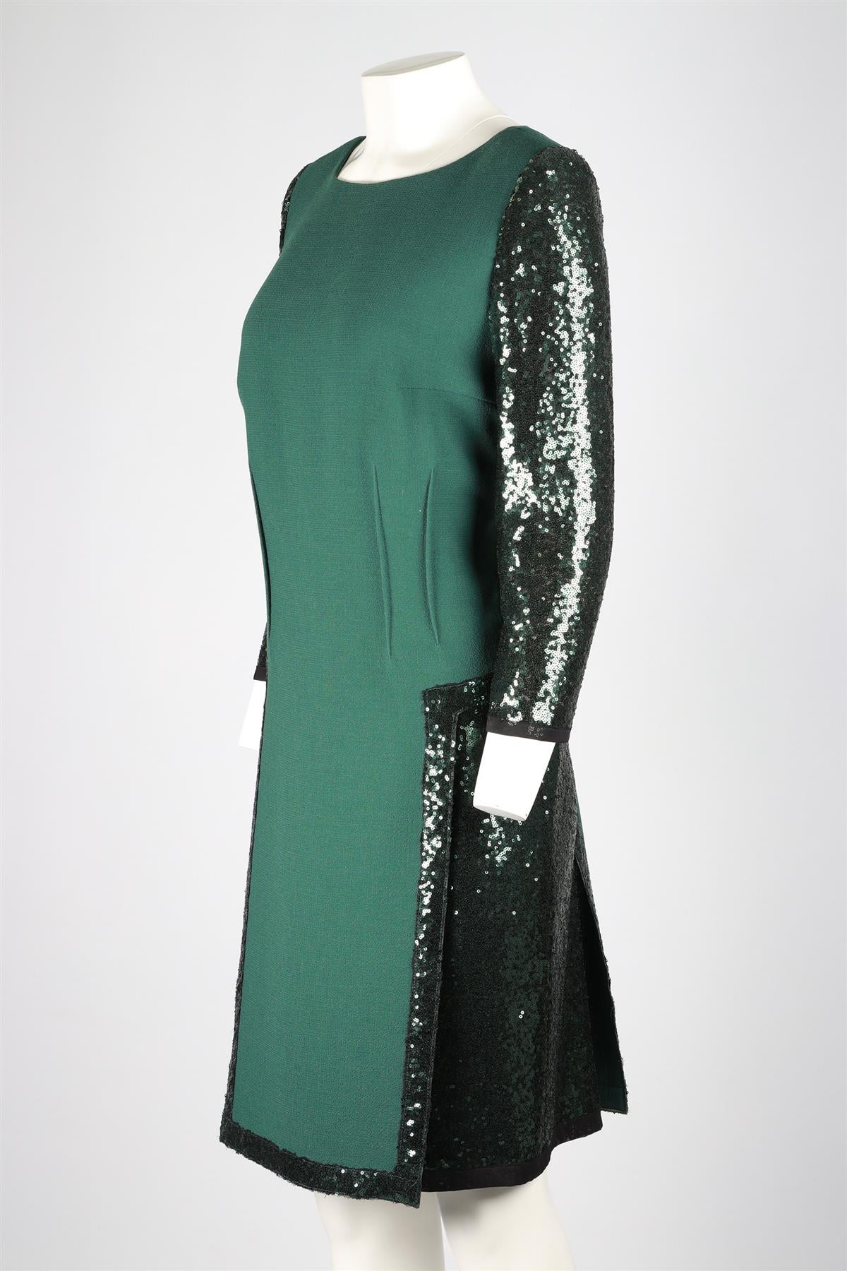 JACQUES AZAGURY GREEN SILK MIDI DRESS - Image 3