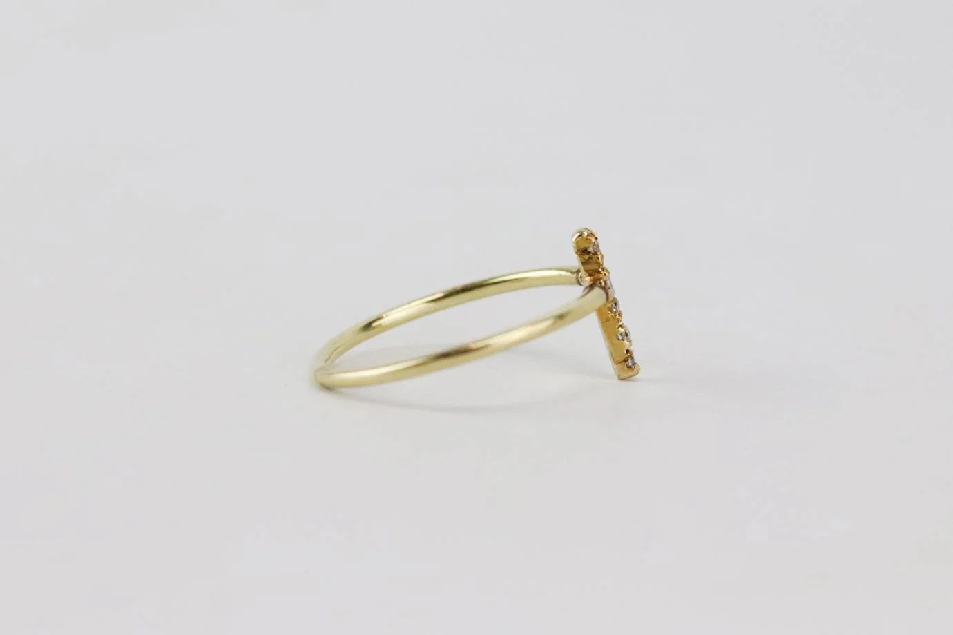 JACQUIE AICHE 14K YELLOW GOLD AND DIAMOND CROSS RING 15 MM - Image 4