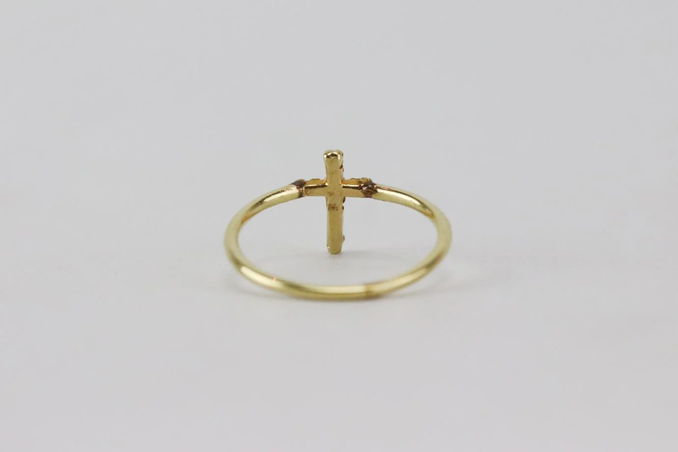 JACQUIE AICHE 14K YELLOW GOLD AND DIAMOND CROSS RING 15 MM - Image 5