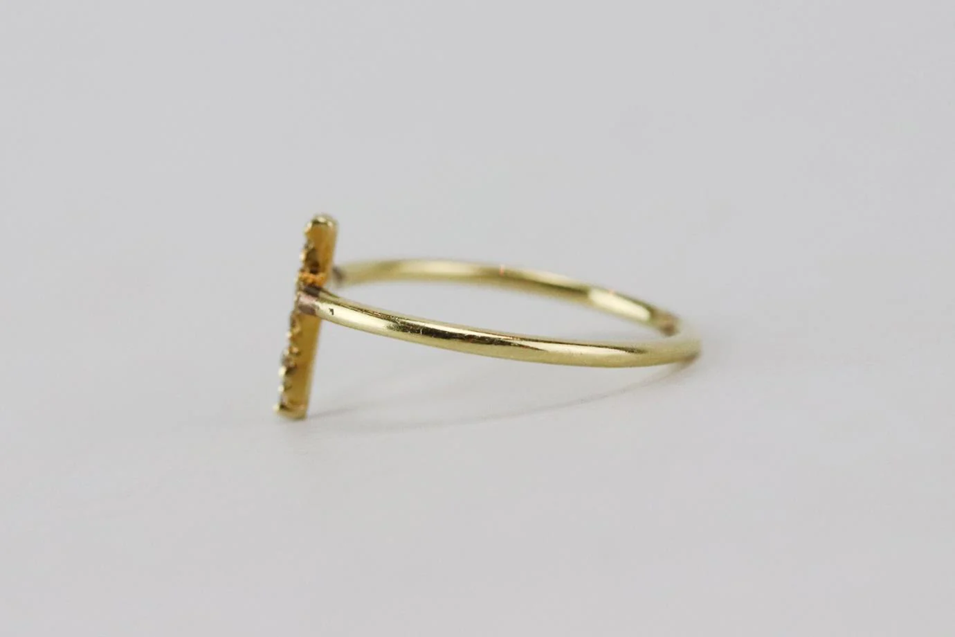 JACQUIE AICHE 14K YELLOW GOLD AND DIAMOND CROSS RING 15 MM - Image 6