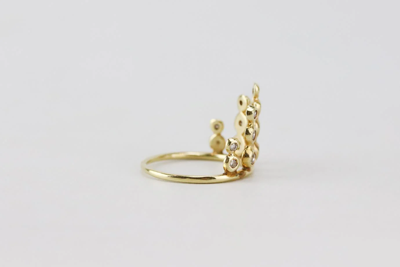 JACQUIE AICHE 14K YELLOW GOLD PAVE DIAMOND STACK RING 16 MM - Image 4