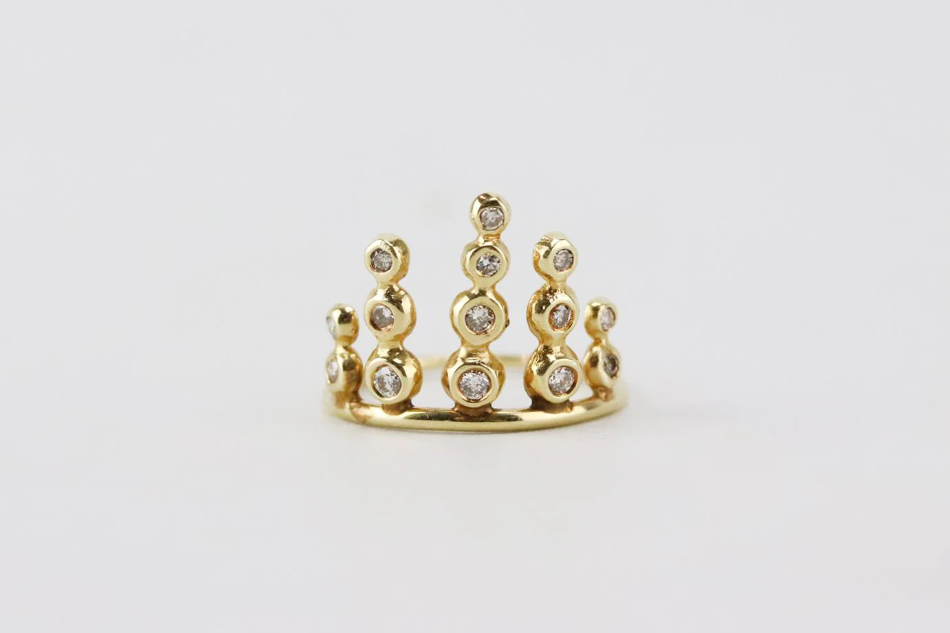 JACQUIE AICHE 14K YELLOW GOLD PAVE DIAMOND STACK RING 16 MM - Image 2