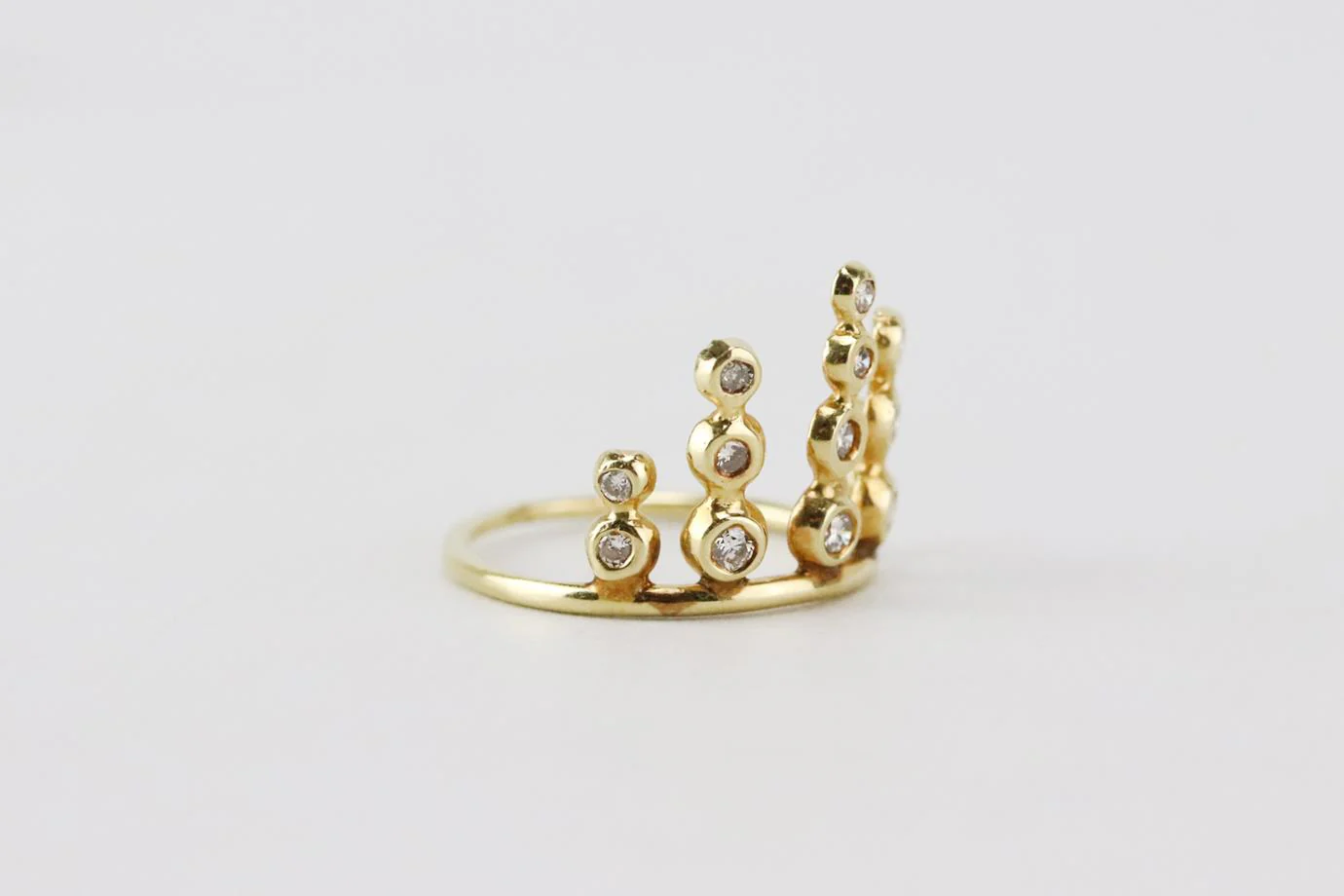 JACQUIE AICHE 14K YELLOW GOLD PAVE DIAMOND STACK RING 16 MM - Image 3