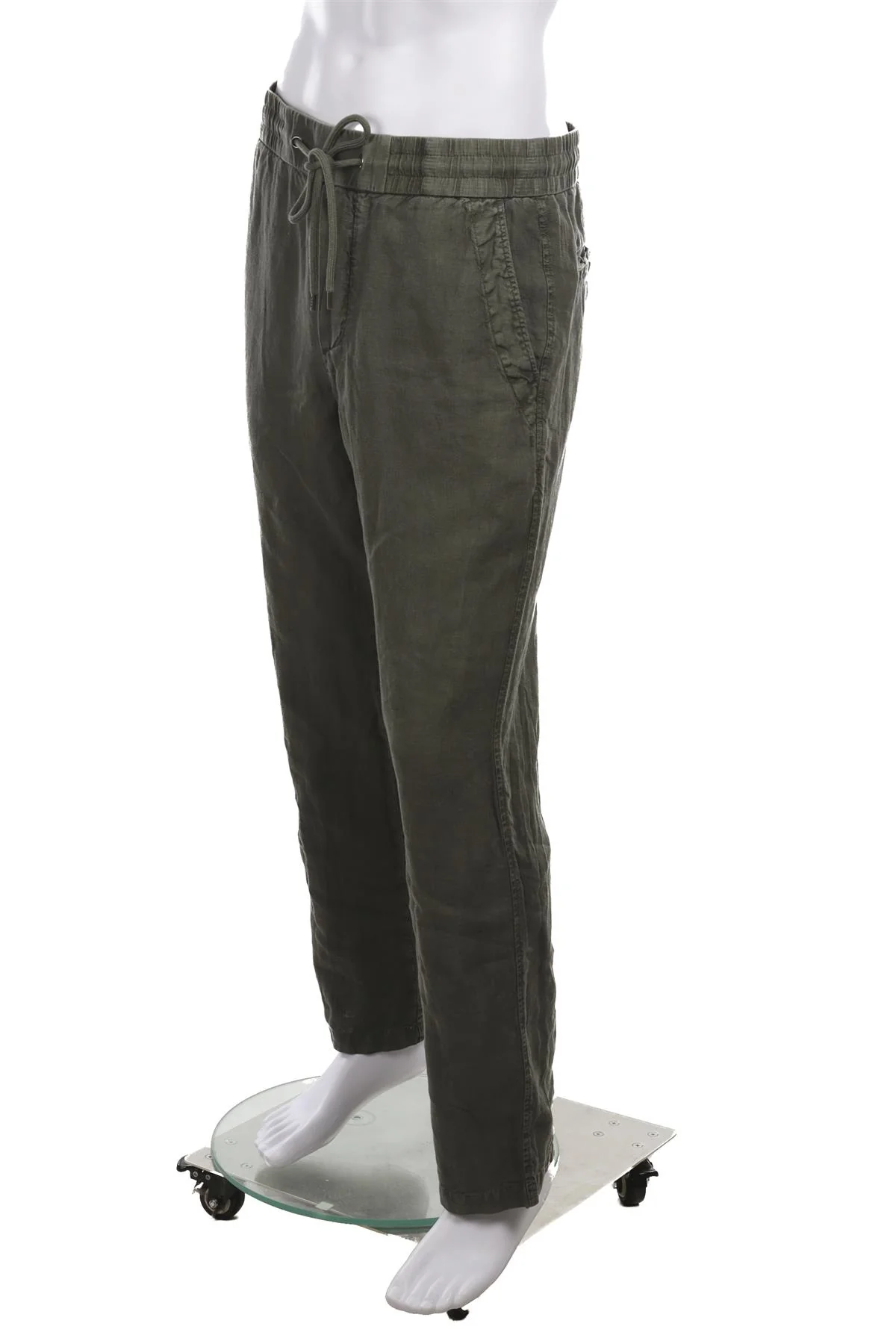 JAMES PERSE GREEN MENS LINEN STRAIGHT LEG PANTS SMALL - Image 3