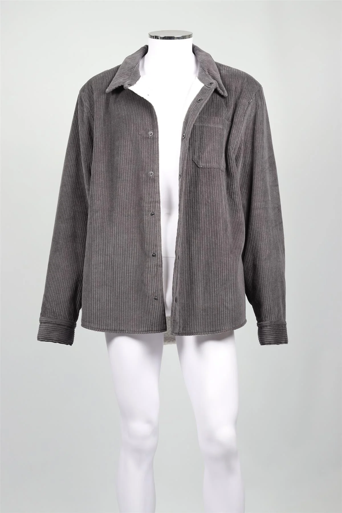JAMES PERSE GREY MEN'S CORDUROY AND FLEECE JACKET XXLARGE - Image 3