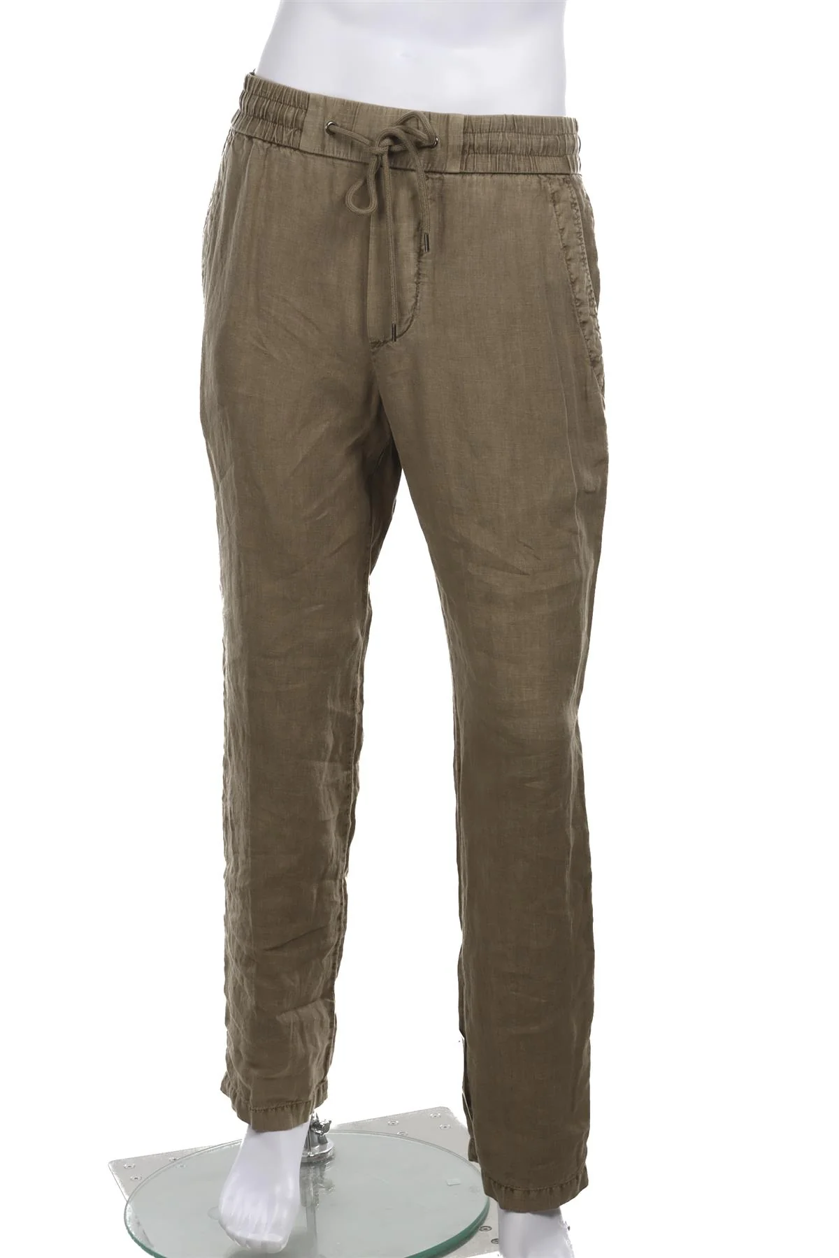 JAMES PERSE KHAKI MENS LINEN STRAIGHT LEG PANTS SMALL - Image 2