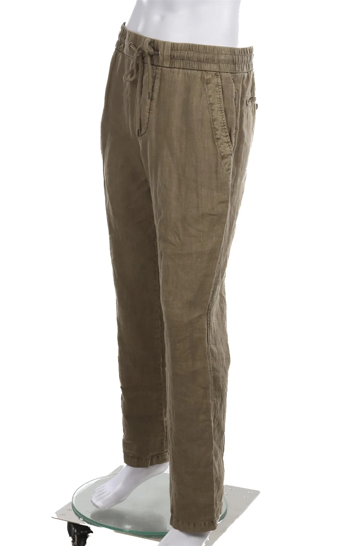 JAMES PERSE KHAKI MENS LINEN STRAIGHT LEG PANTS SMALL - Image 3