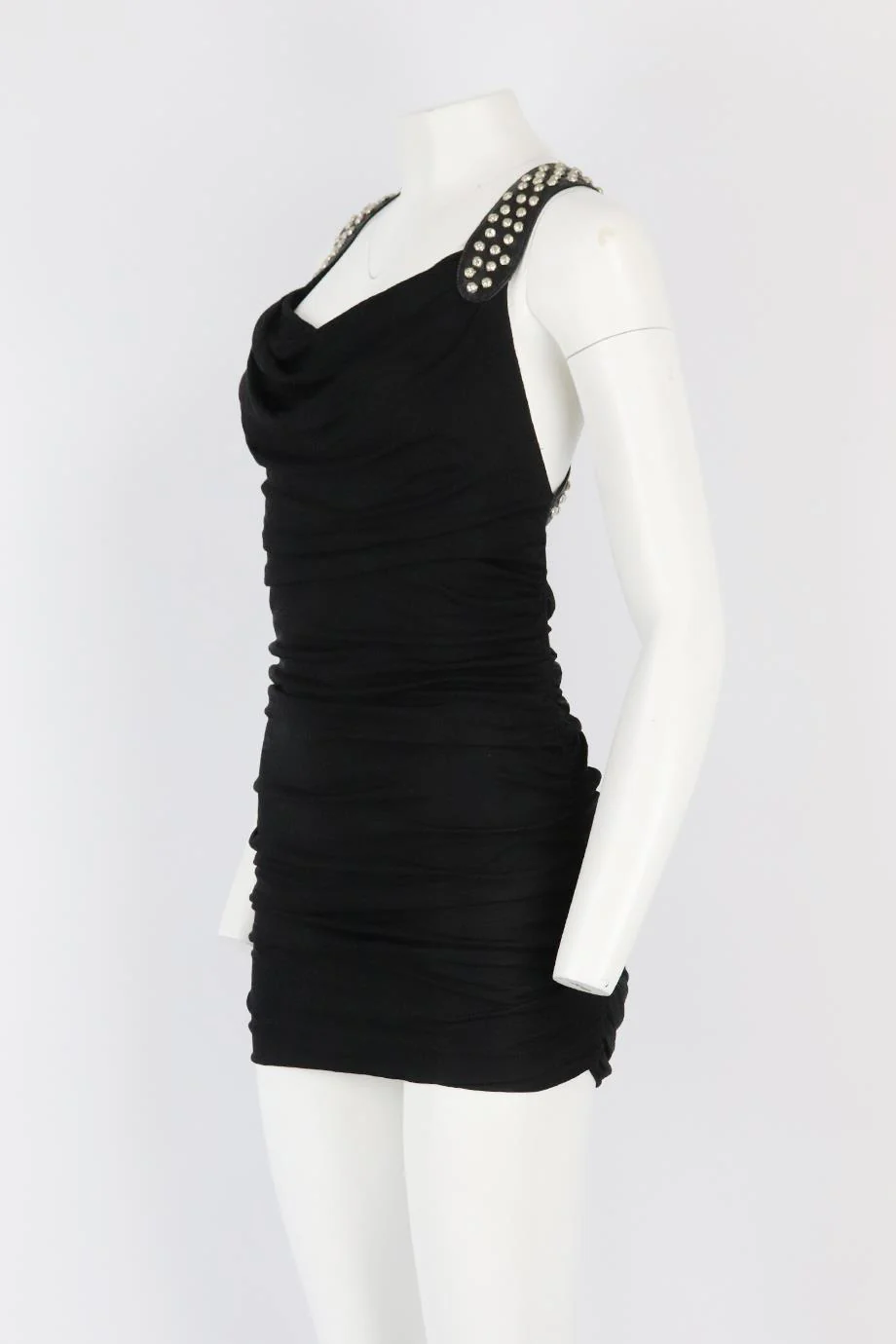 JAY AHR STUDDED RUCHED JERSEY MINI DRESS XSMALL - Image 3