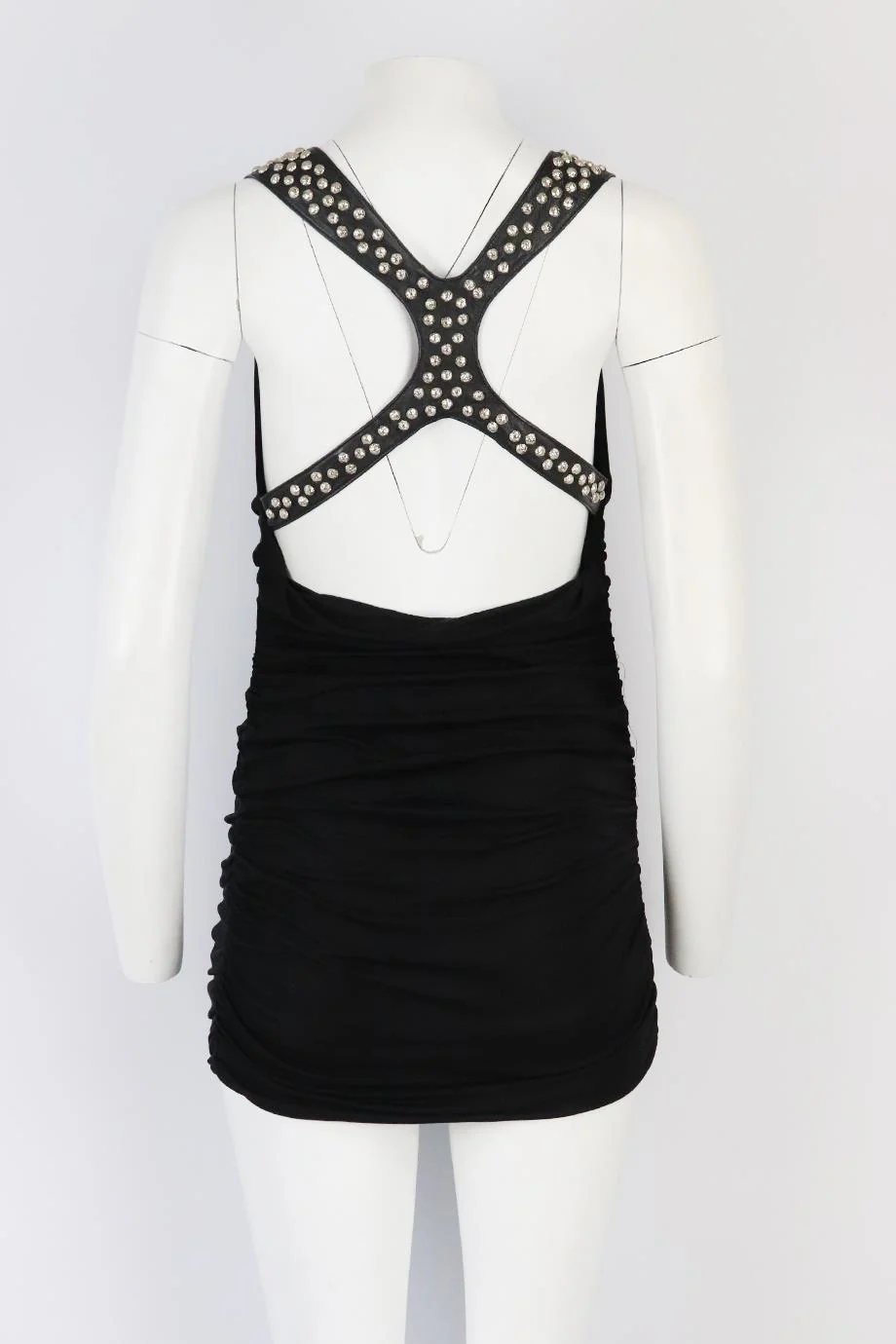 JAY AHR STUDDED RUCHED JERSEY MINI DRESS XSMALL - Image 4