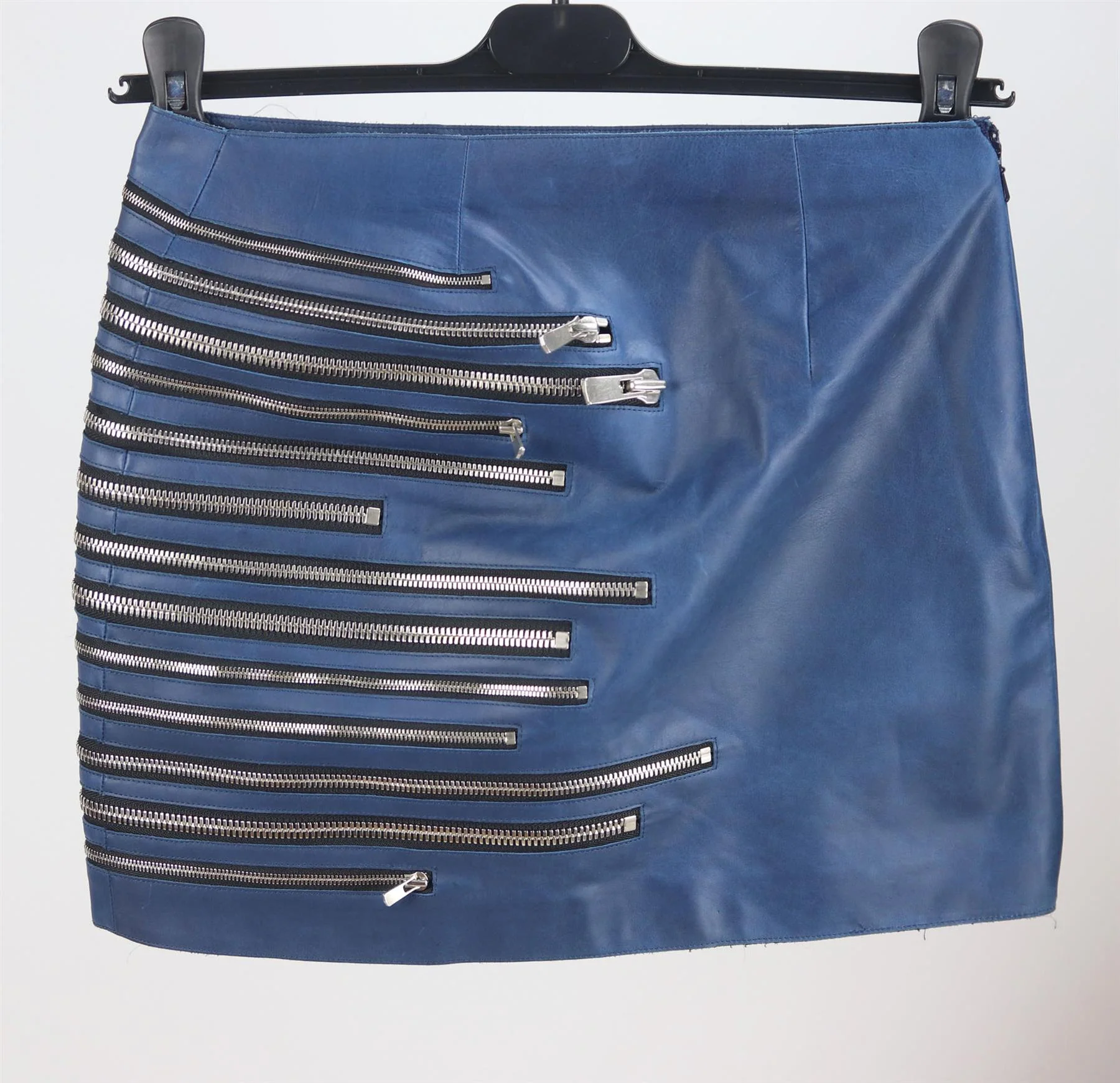 JAY AHR ZIP EMBELLISHED LEATHER MINI SKIRT FR 34 UK 4 - Image 3