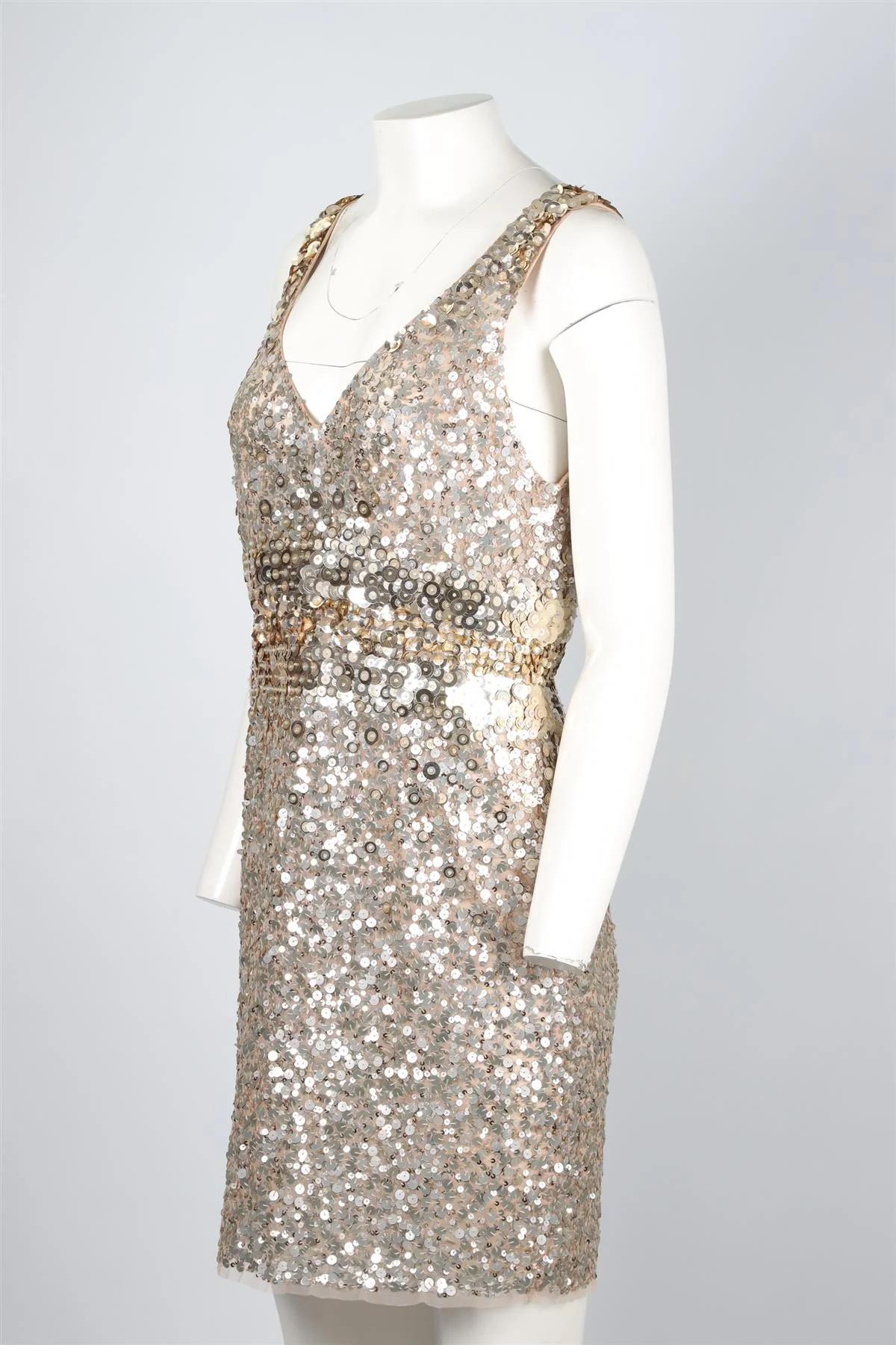 JENNY PECKHAM GOLD SEQUIN MINI DRESS UK 14 - Image 3