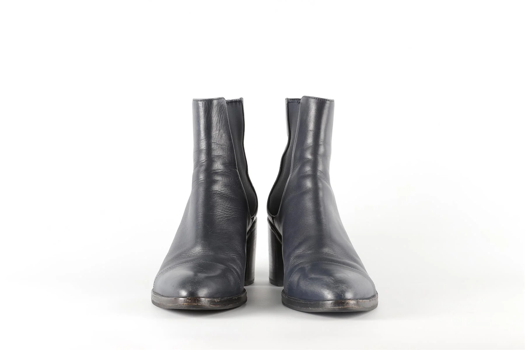 JIL SANDER NAVY LEATHER ANKLE BOOTS EU 40 UK 7 US 10 - Image 3