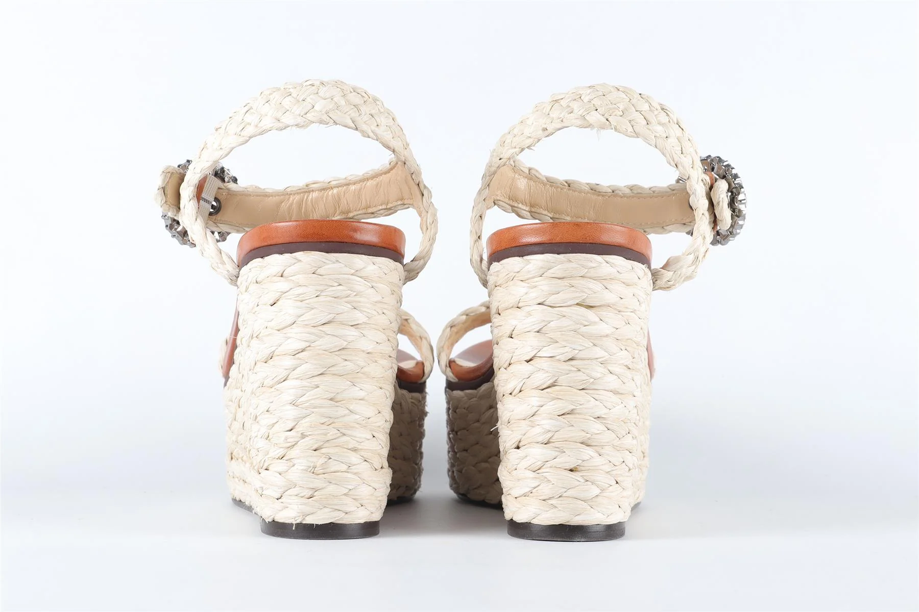 JIMMY CHOO BEIGE RAFFIA WEDGE SANDALS EU 38 UK 5 US 8 - Image 5