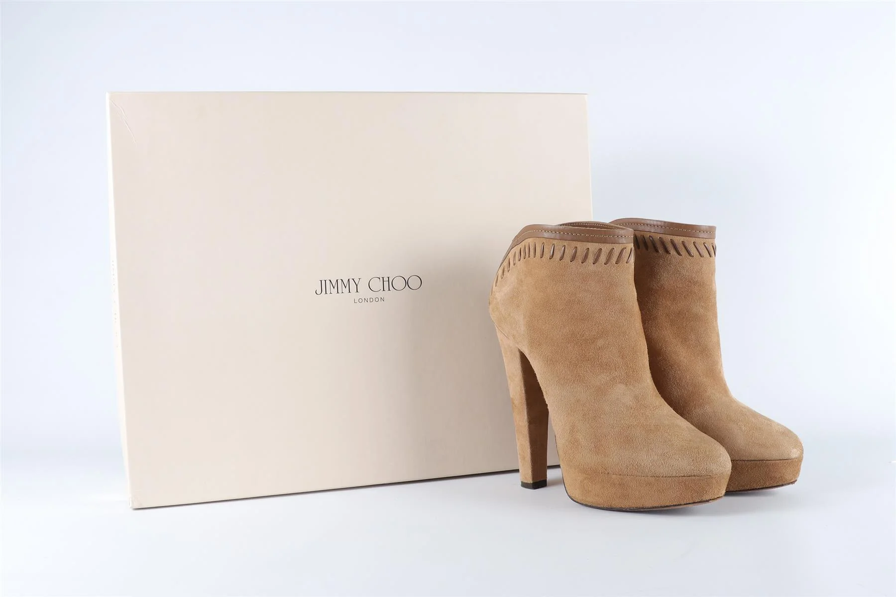 JIMMY CHOO BEIGE SUEDE ANKLE BOOTS EU 38.5, UK 5.5, US 8.5 - Image 7
