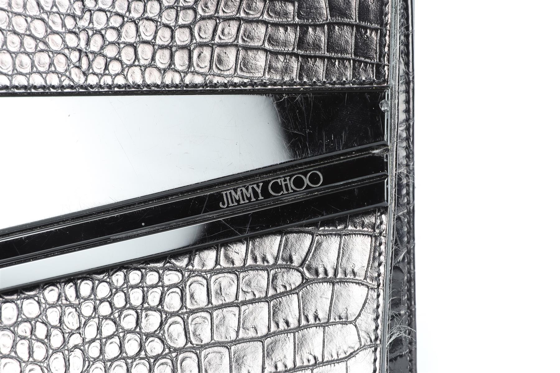 JIMMY CHOO BLACK CROC EFFECT LEATHER CLUTCH - Image 12