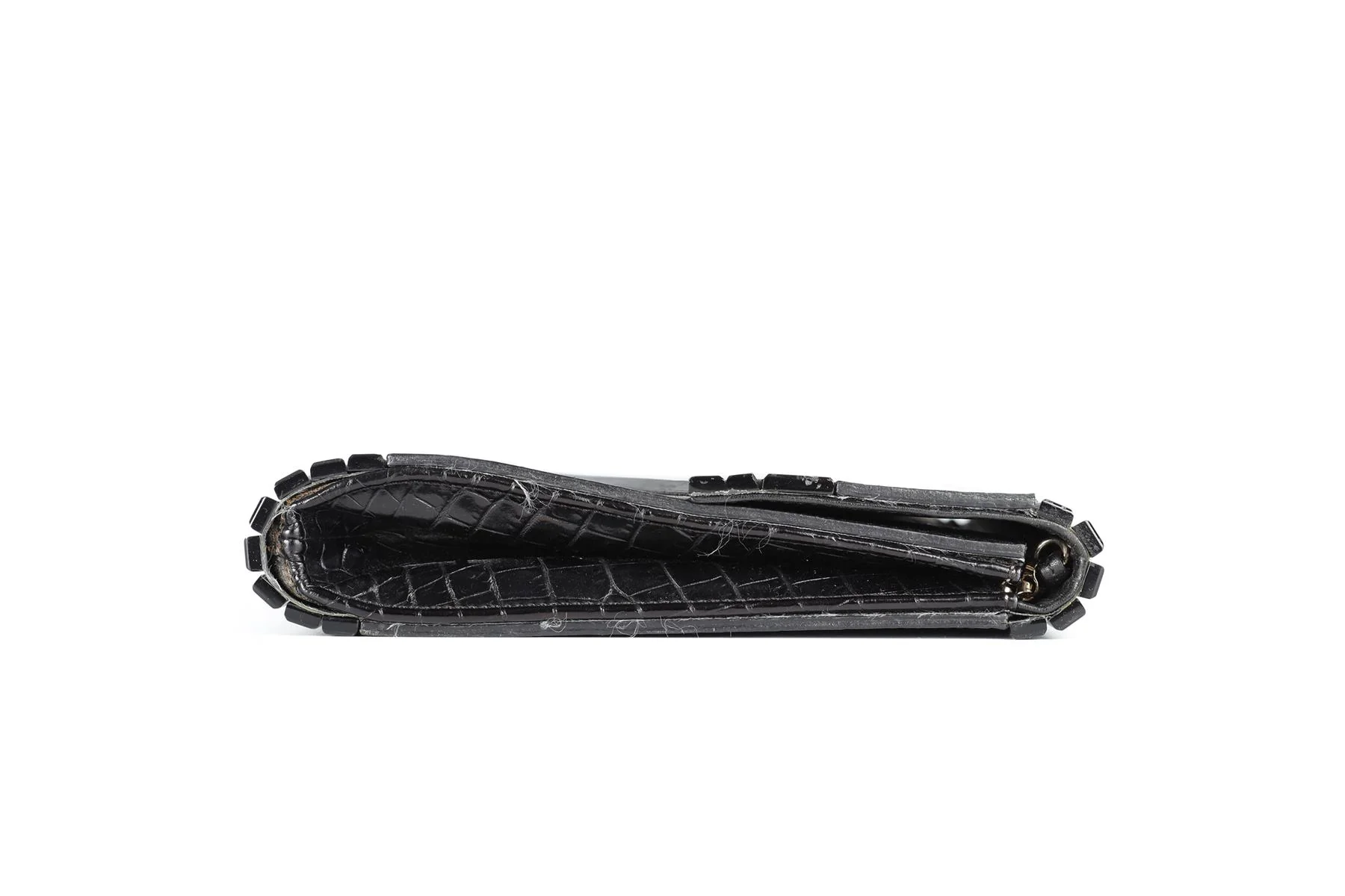 JIMMY CHOO BLACK CROC EFFECT LEATHER CLUTCH - Image 6