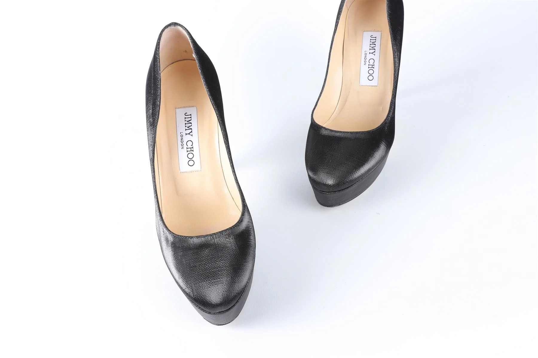 JIMMY CHOO BLACK FABRIC PLATFORM PUMPS EU 37 UK 4 US 7 - Image 4