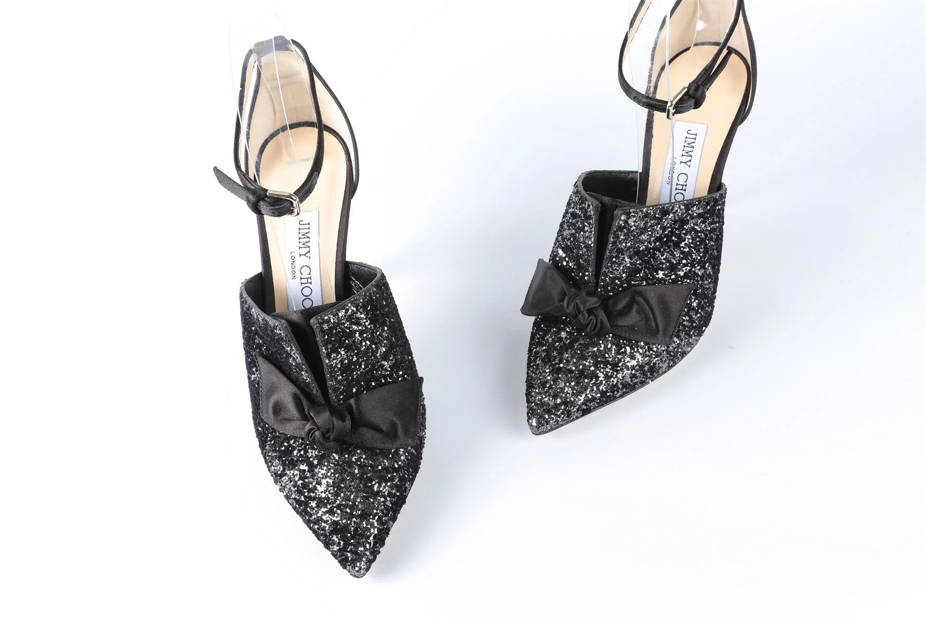 JIMMY CHOO BLACK GLITTER PUMPS EU 37 UK 4 US 7 - Image 4