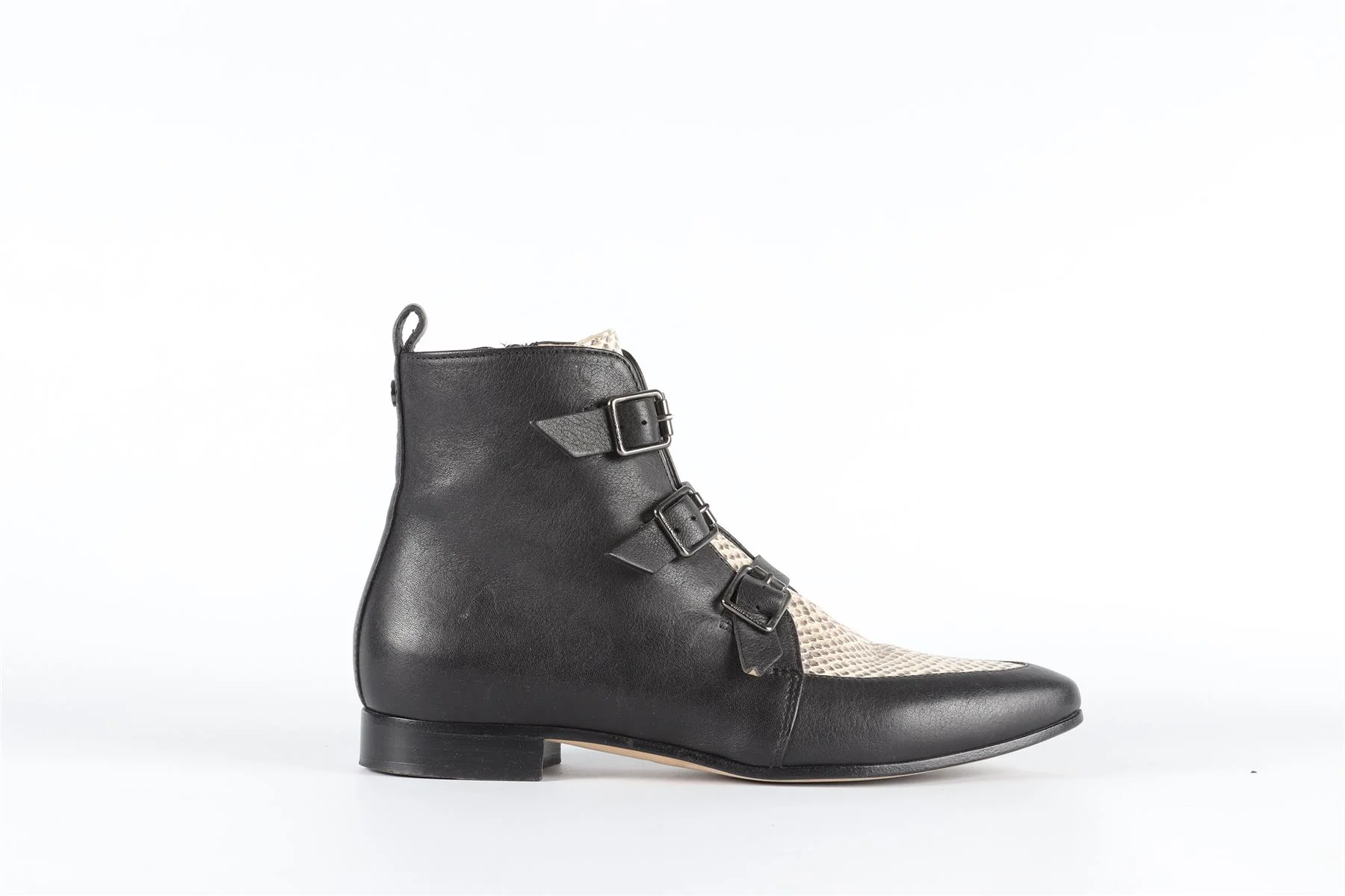JIMMY CHOO BLACK LEATHER ANKLE BOOTS EU 38.5 UK 5.5 US 8.5 - Image 2