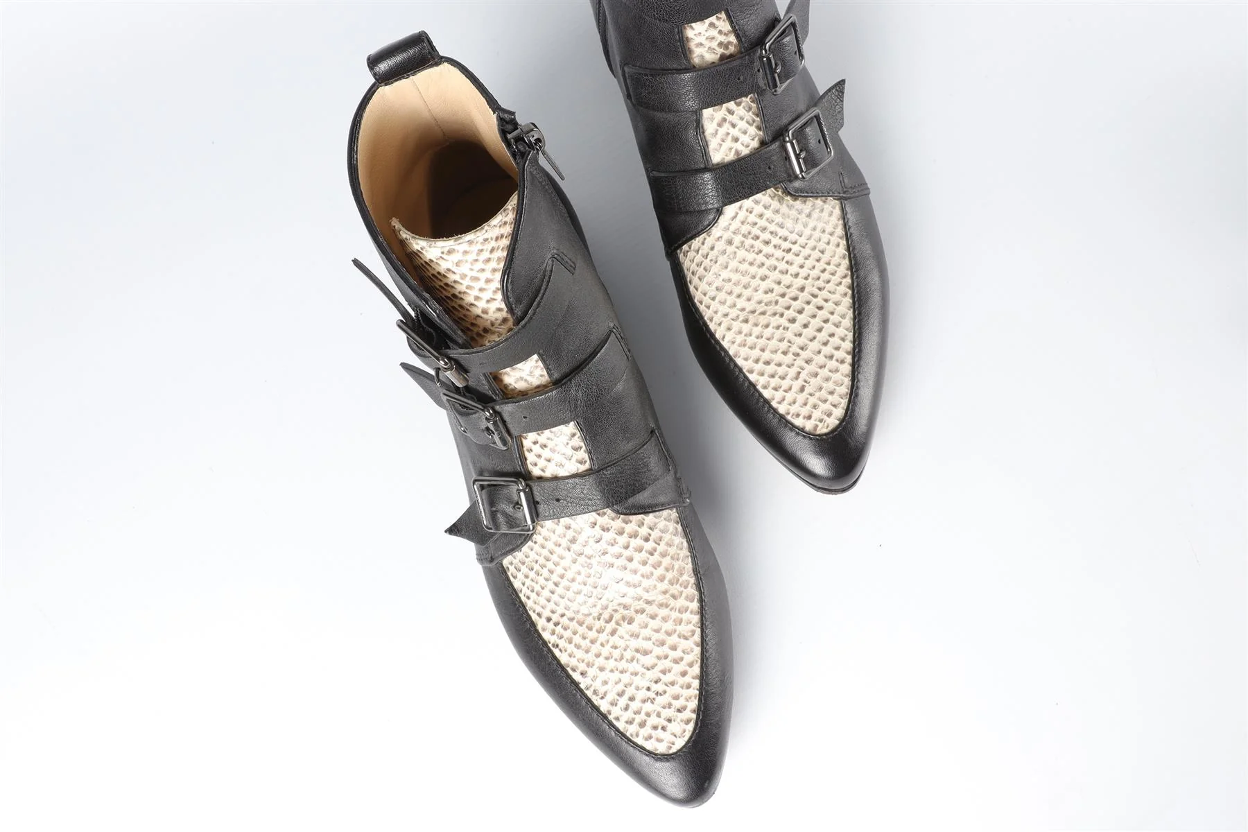JIMMY CHOO BLACK LEATHER ANKLE BOOTS EU 38.5 UK 5.5 US 8.5 - Image 4