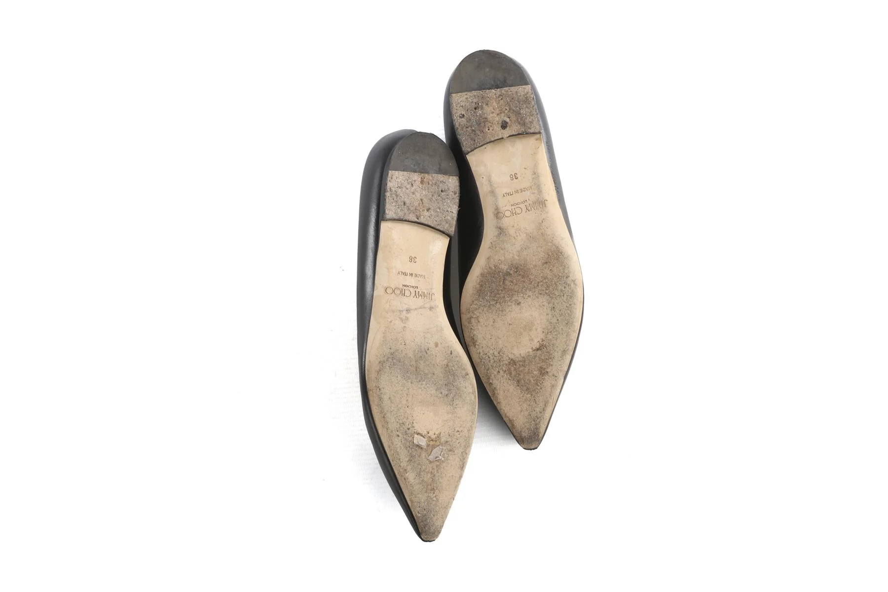 JIMMY CHOO BLACK LEATHER BALLET FLATS EU 38 UK 5 US 8 - Image 6