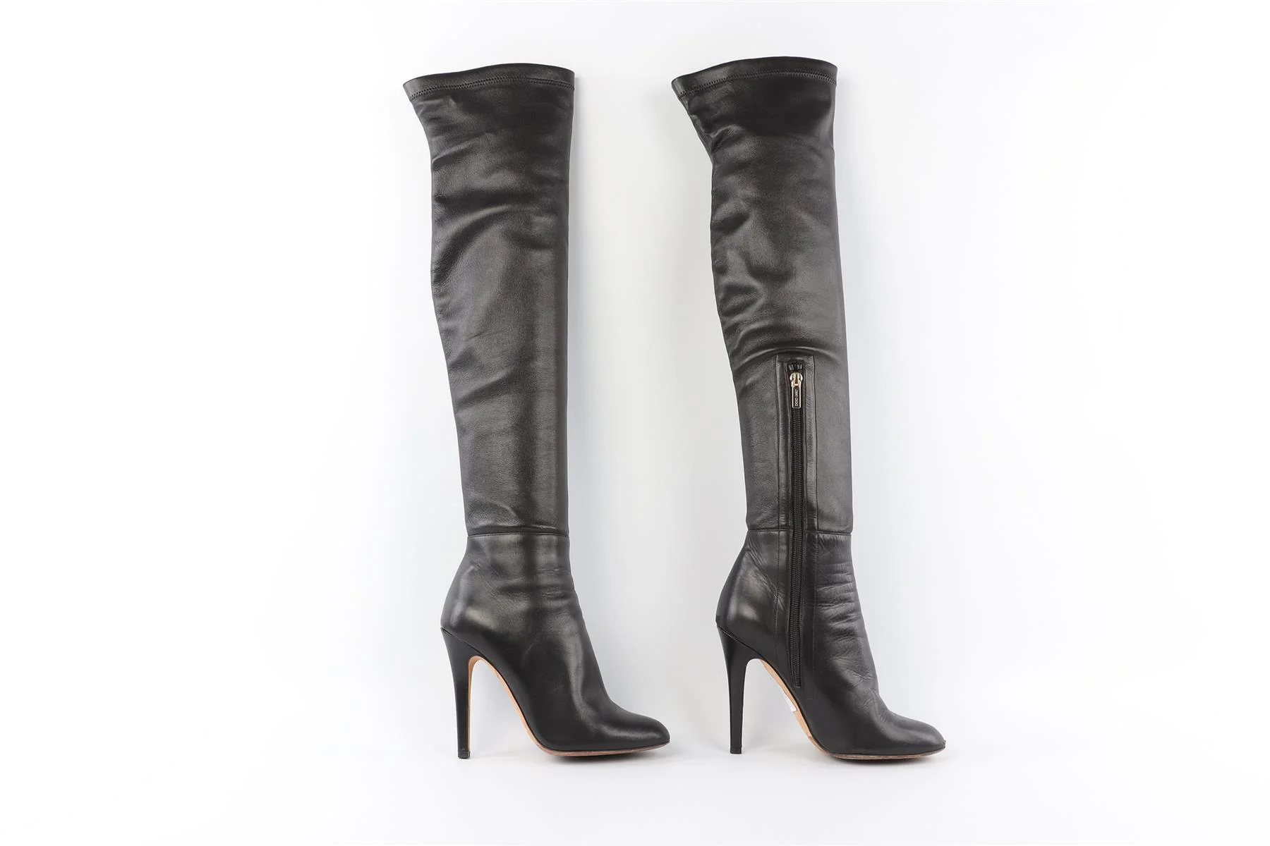 JIMMY CHOO BLACK LEATHER OVER THE KNEE HIGH BOOTS EU 38 UK 5 US 8 - Image 5