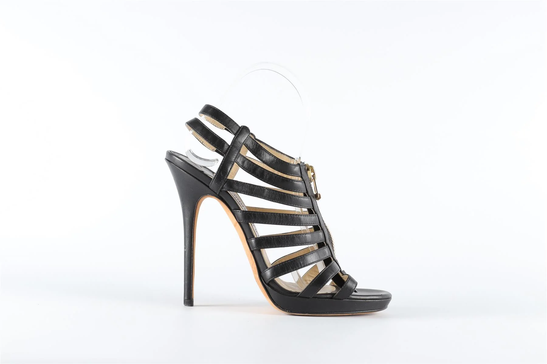 JIMMY CHOO BLACK LEATHER SANDALS EU 39 UK 6 US 9 - Image 2