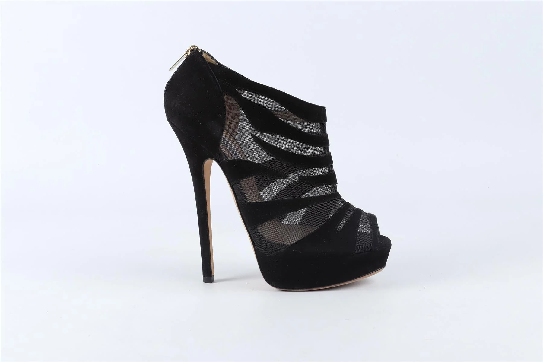 JIMMY CHOO BLACK MESH AND SUEDE ANKLE BOOTS EU 38 UK 5 US 8 - Image 2