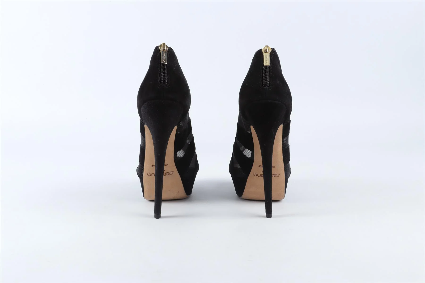 JIMMY CHOO BLACK MESH AND SUEDE ANKLE BOOTS EU 38 UK 5 US 8 - Image 5