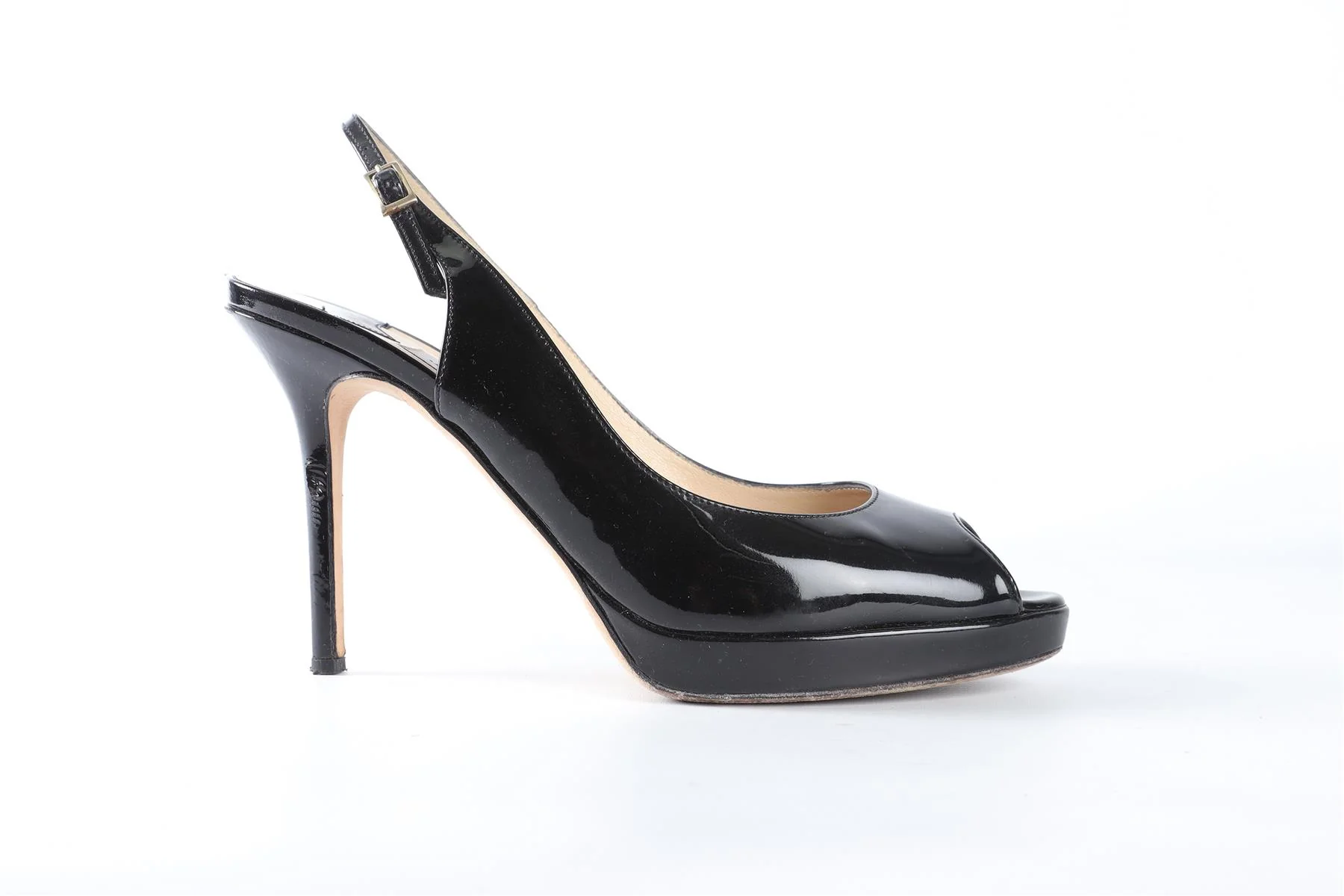 JIMMY CHOO BLACK PATENT LEATHER SLINGBACK SANDALS EU 38 UK 5 US 8 - Image 2