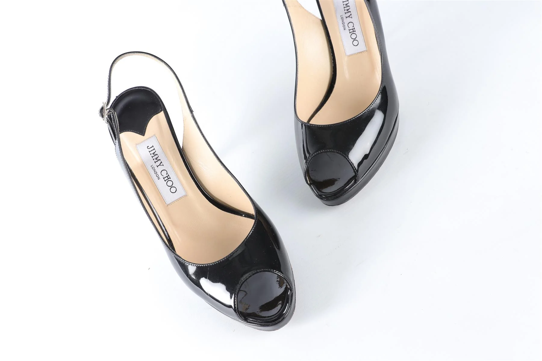 JIMMY CHOO BLACK PATENT LEATHER SLINGBACK SANDALS EU 38 UK 5 US 8 - Image 4